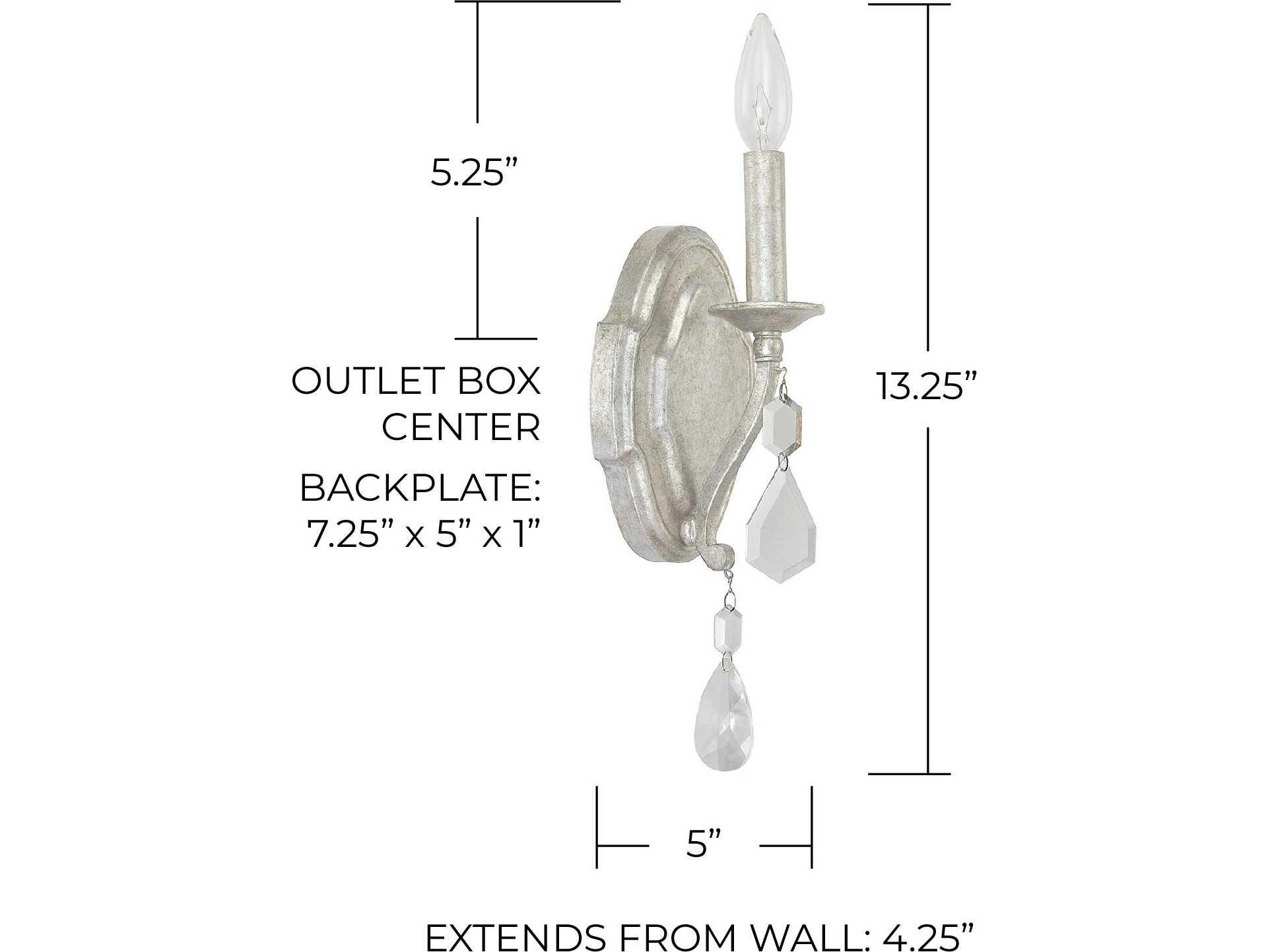 Capital Lighting Blakely 1-Light Antique Silver Crystal Wall Sconce