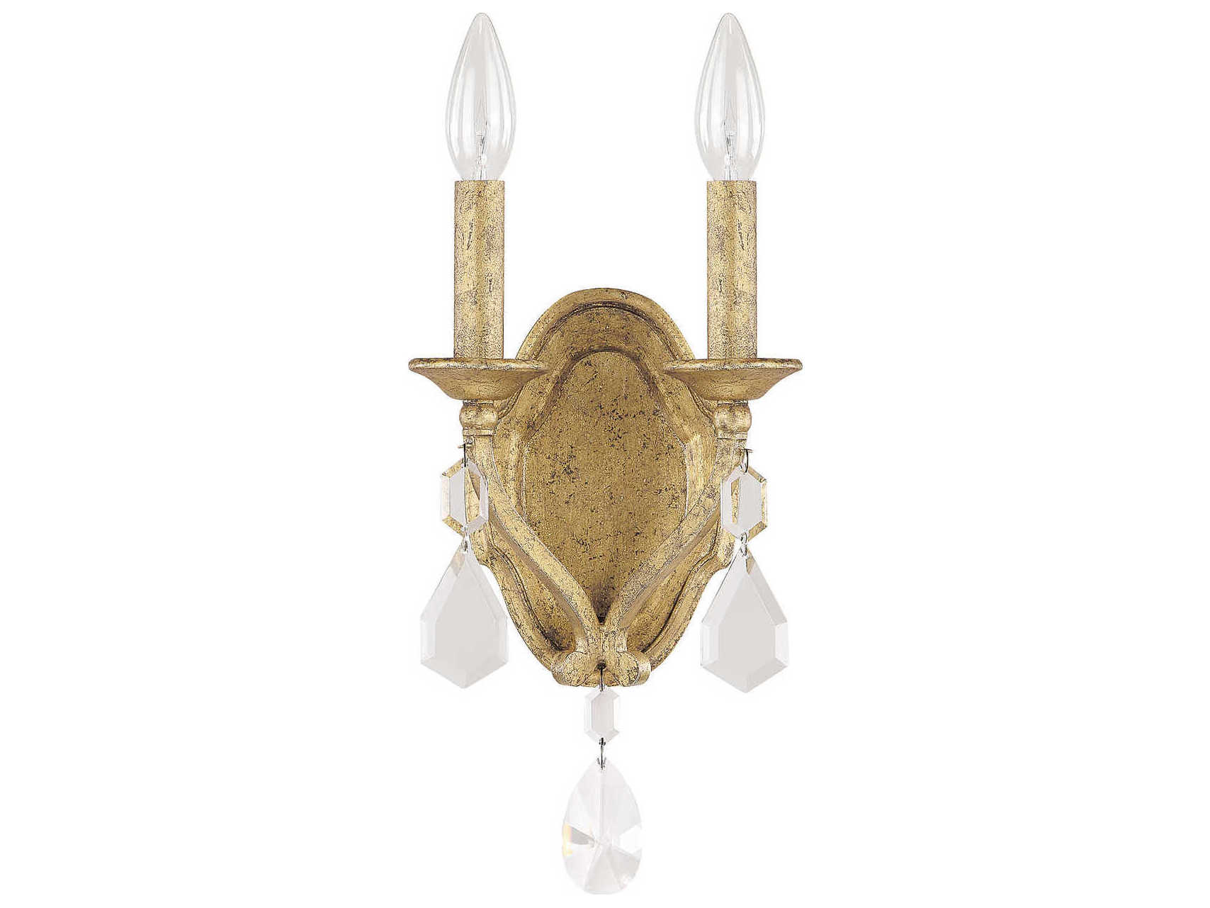Capital Lighting Blakely 2-Light Antique Gold Crystal Wall Sconce