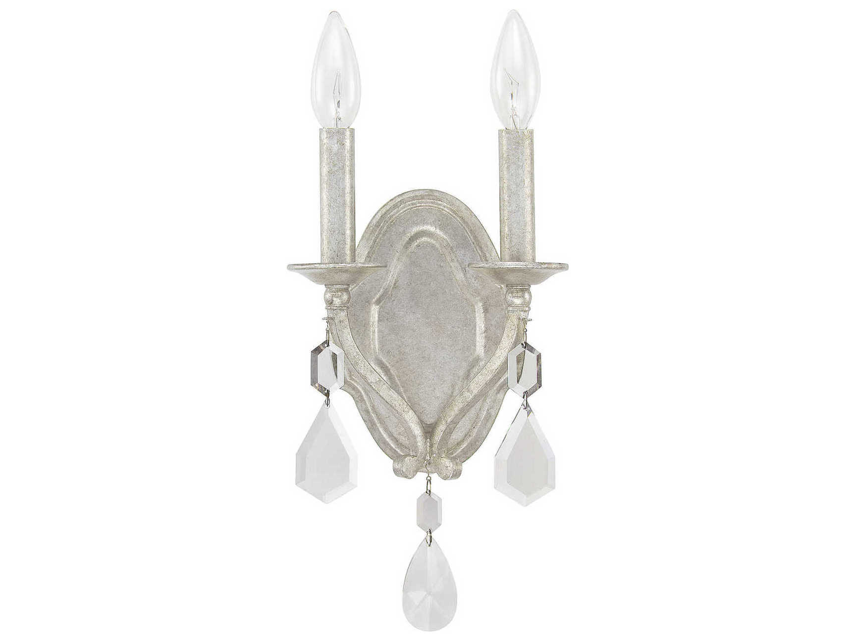 Capital Lighting Blakely 2-Light Antique Silver Crystal Wall Sconce