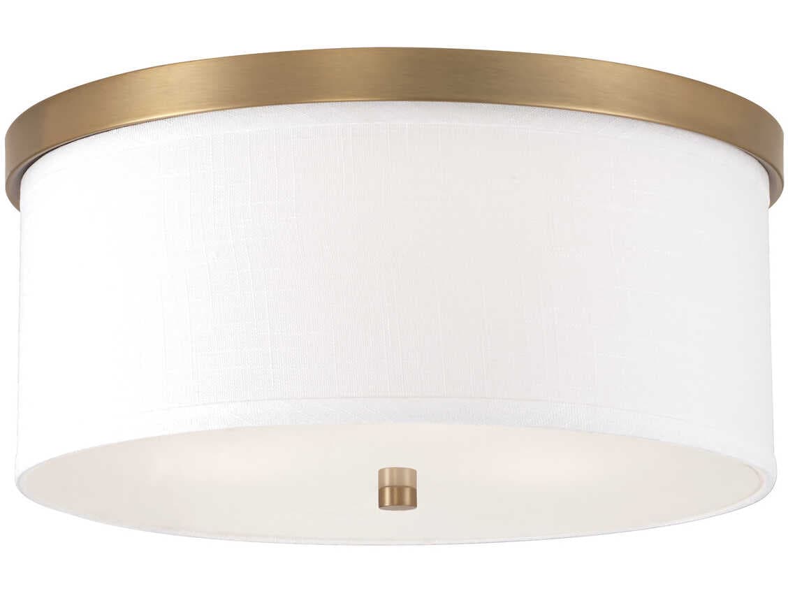 Capital Lighting Midtown 3-Light Aged Brass Glass Drum Flush Mount