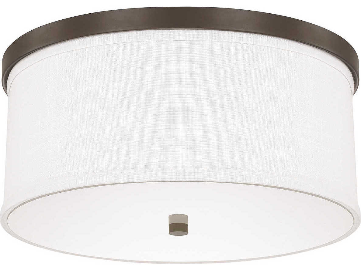 Capital Lighting Midtown 3-Light Burnished Bronze Glass Drum Flush Mount