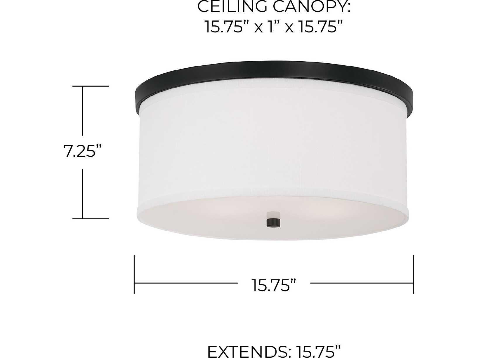 Capital Lighting Midtown 3-Light Matte Black Glass Drum Flush Mount