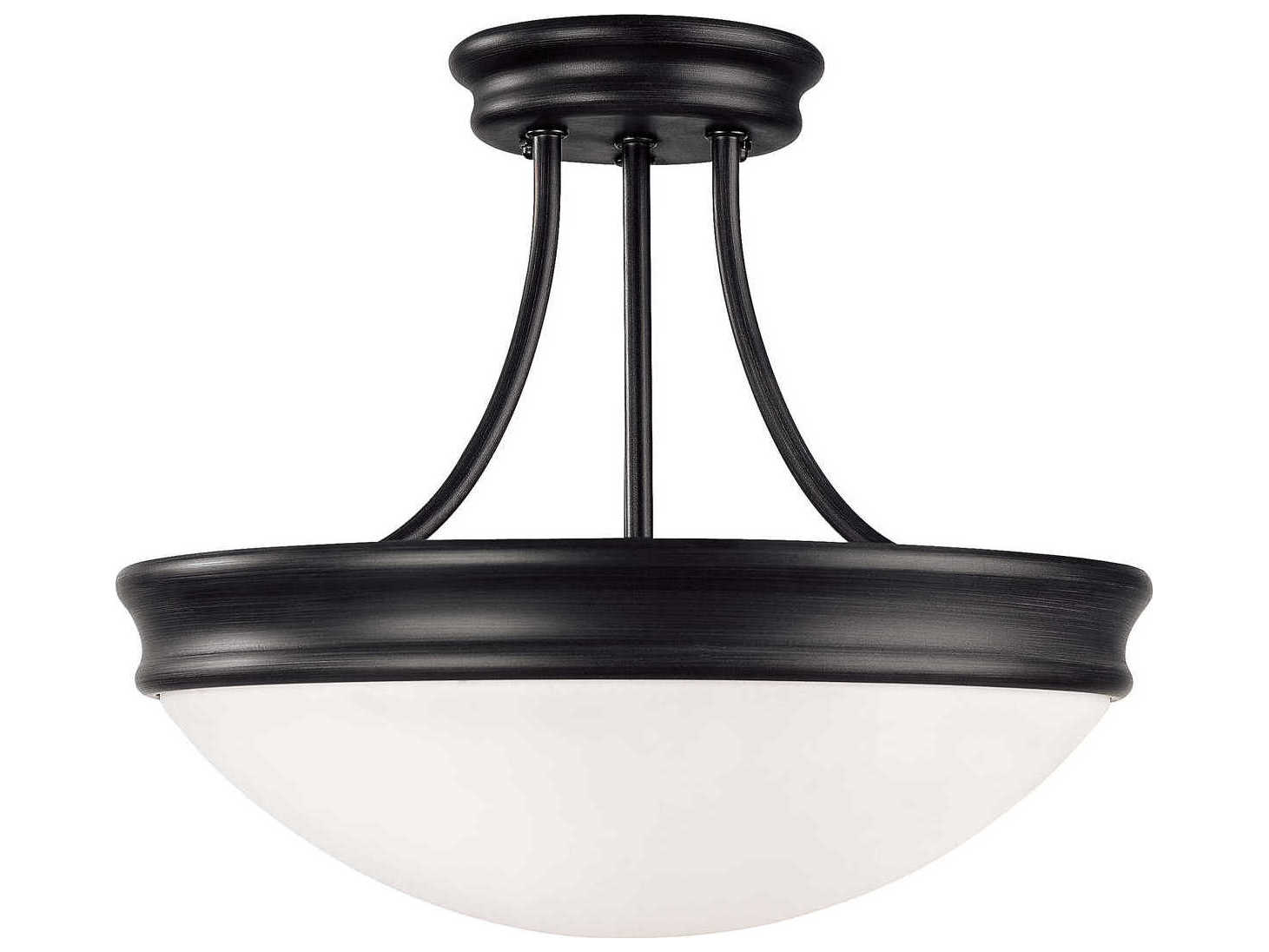 Capital Lighting 3-Light Matte Black Glass Bowl Semi Flush Mount
