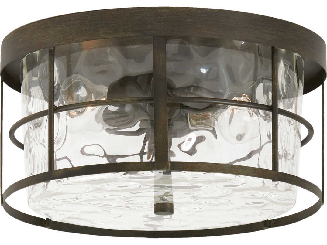 Capital Lighting Bristol 2-Light Farm House Brown Glass Drum Flush Mount
