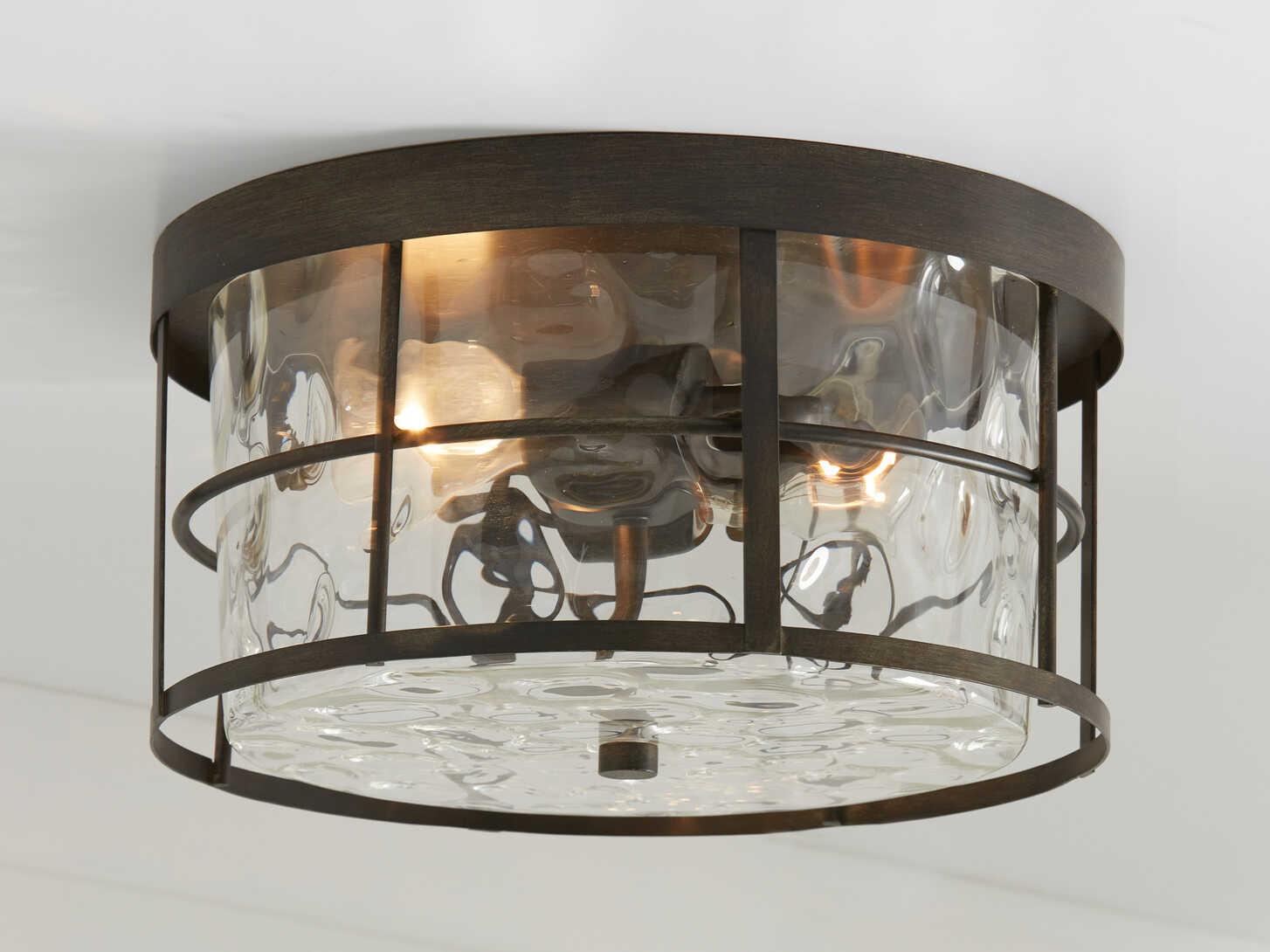 Capital Lighting Bristol 2-Light Farm House Brown Glass Drum Flush Mount