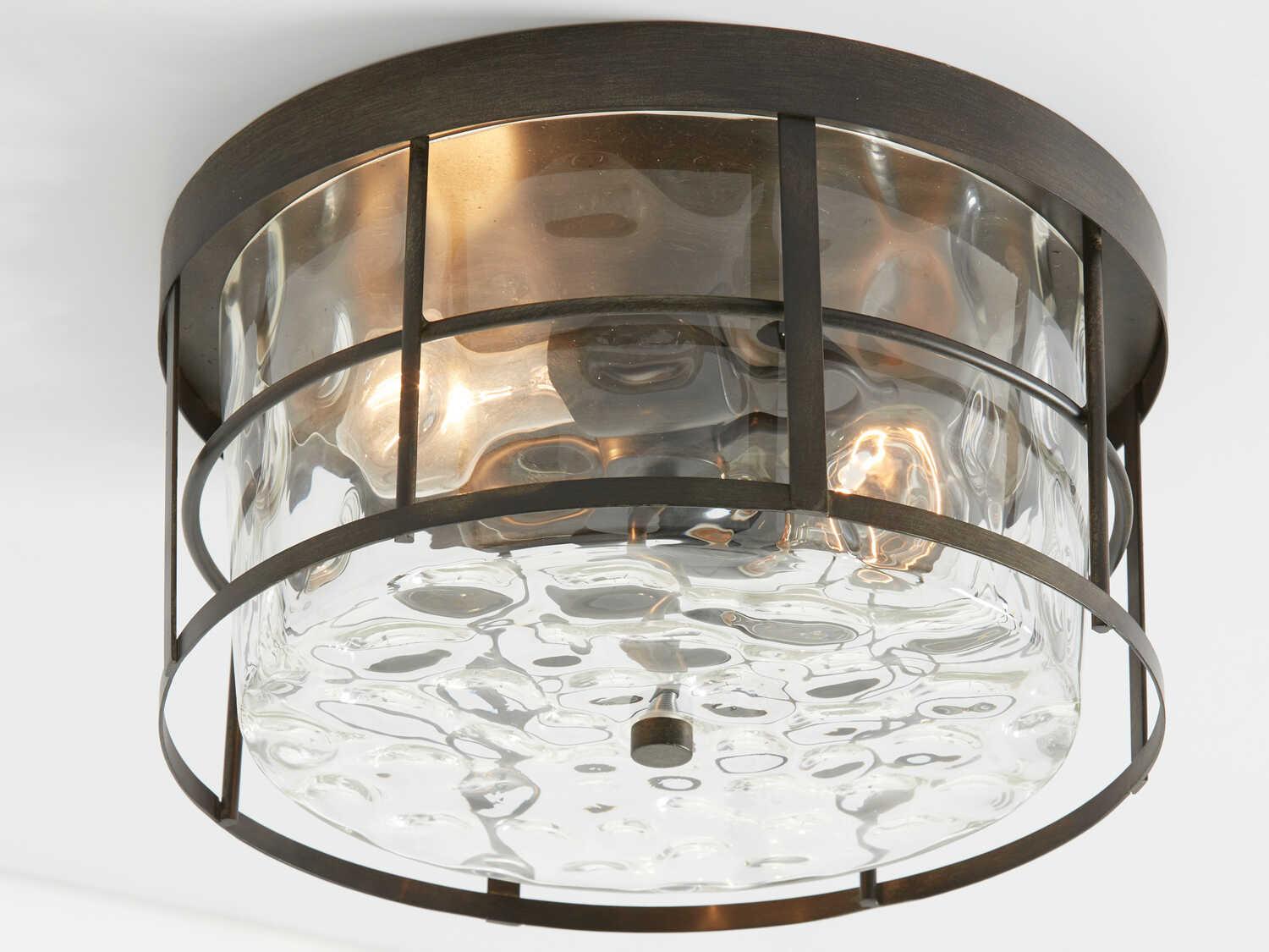Capital Lighting Bristol 2-Light Farm House Brown Glass Drum Flush Mount