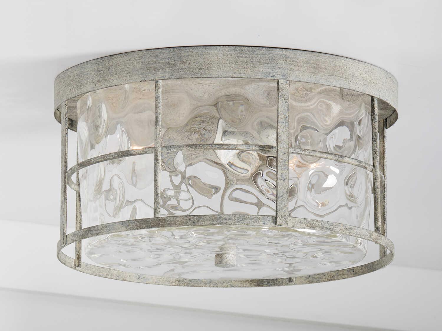 Capital Lighting Beaufort 2-Light Mystic Sand Gray Glass Round Flush Mount