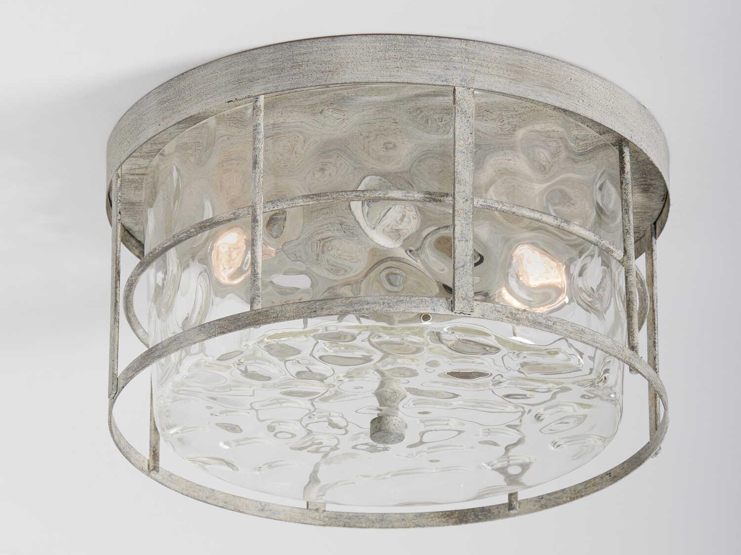 Capital Lighting Beaufort 2-Light Mystic Sand Gray Glass Round Flush Mount