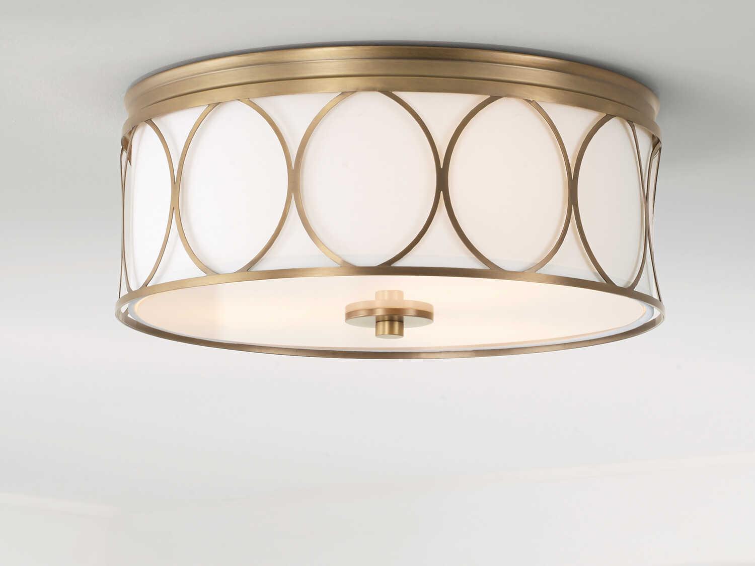 Capital Lighting Rylann 3-Light Aged Brass Drum Flush Mount