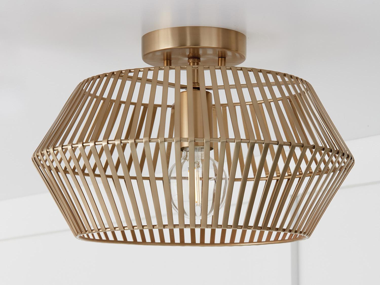 Capital Lighting Kaiya 1-Light Matte Brass Drum Semi Flush Mount