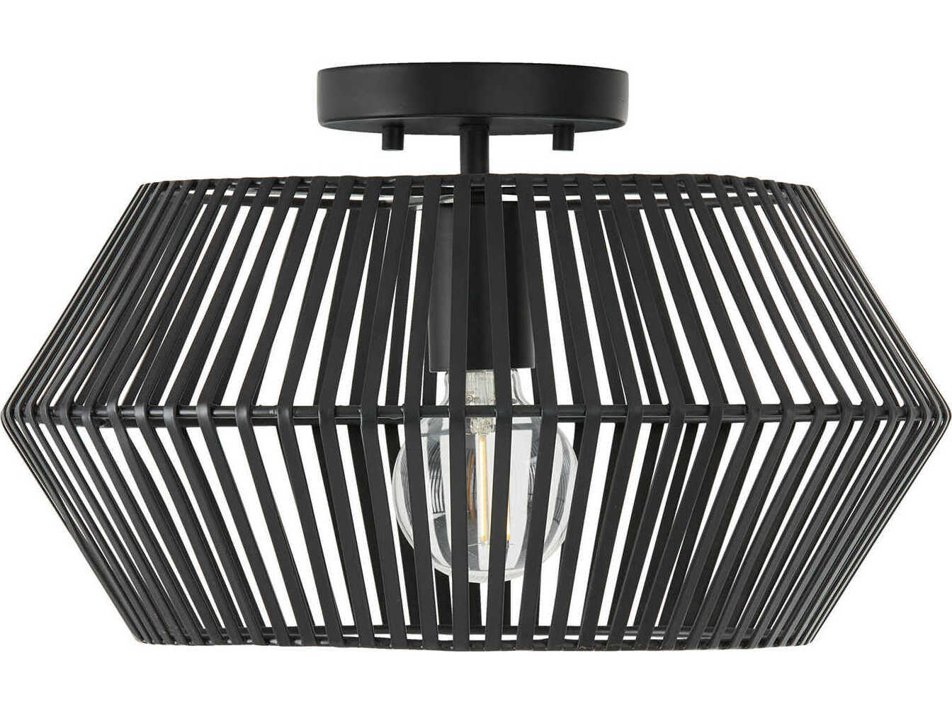 Capital Lighting Kaiya 1-Light Matte Black Drum Semi Flush Mount