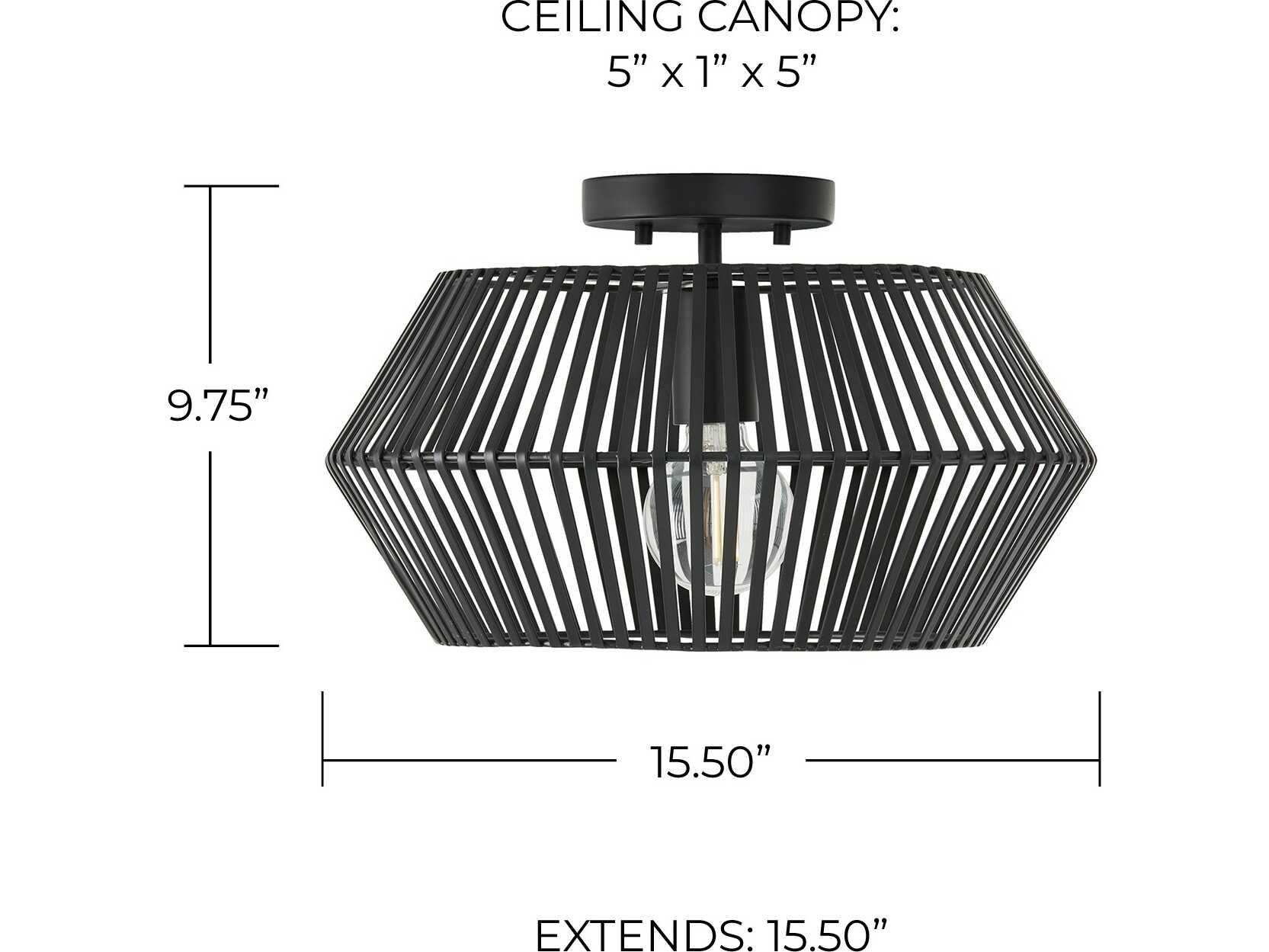 Capital Lighting Kaiya 1-Light Matte Black Drum Semi Flush Mount