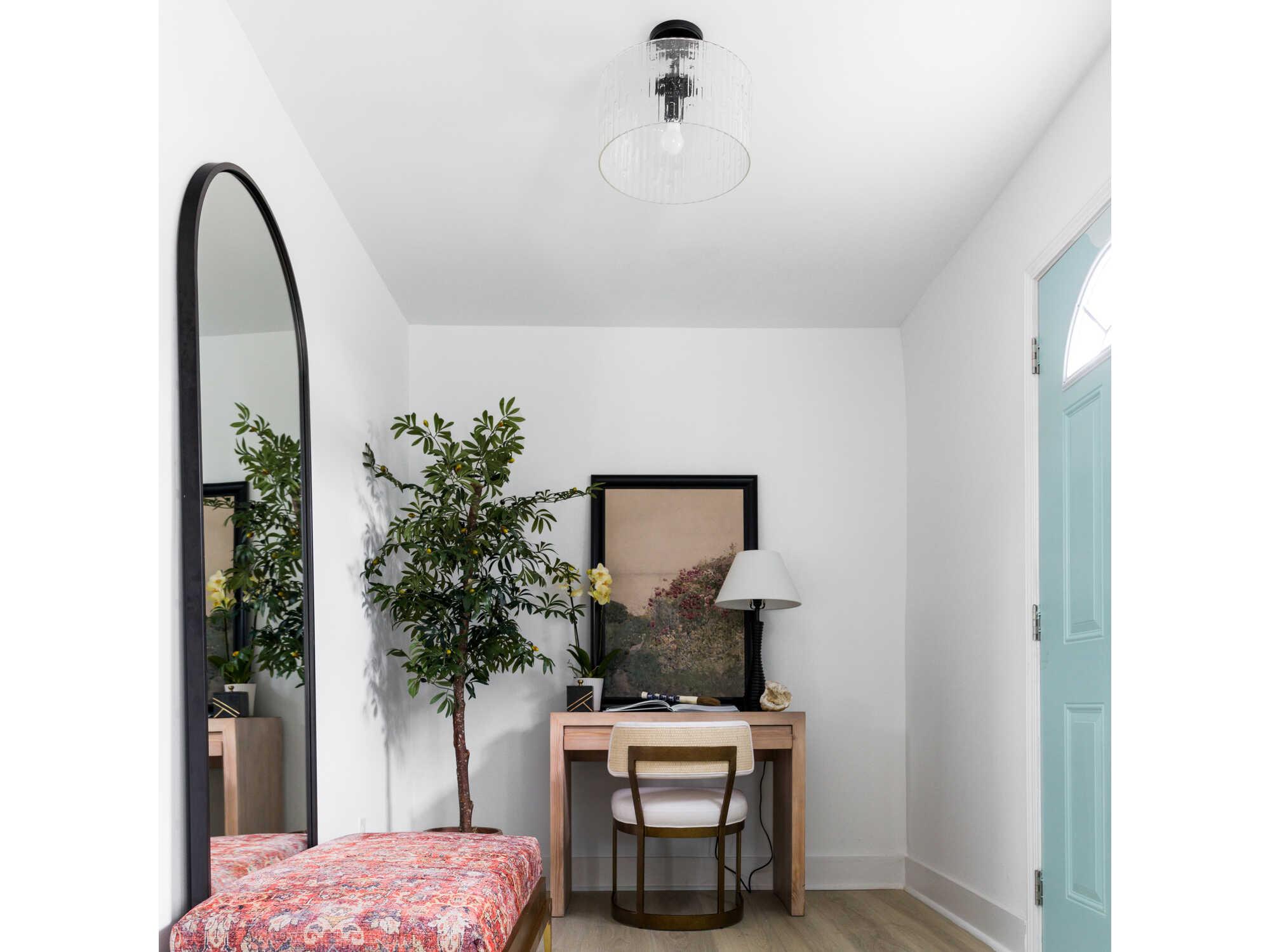 Capital Lighting Emerson 1-Light Matte Black Glass Drum Semi Flush Mount