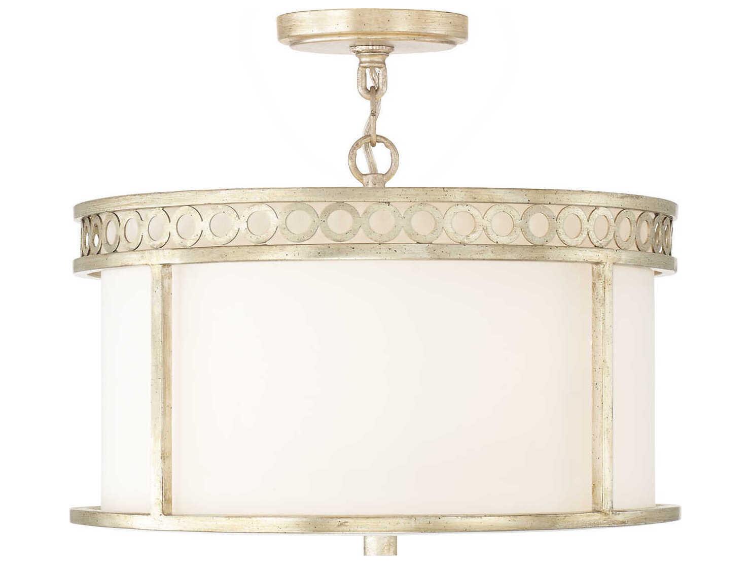 Capital Lighting Isabella 4-Light Winter Gold Glass Drum Semi Flush Mount