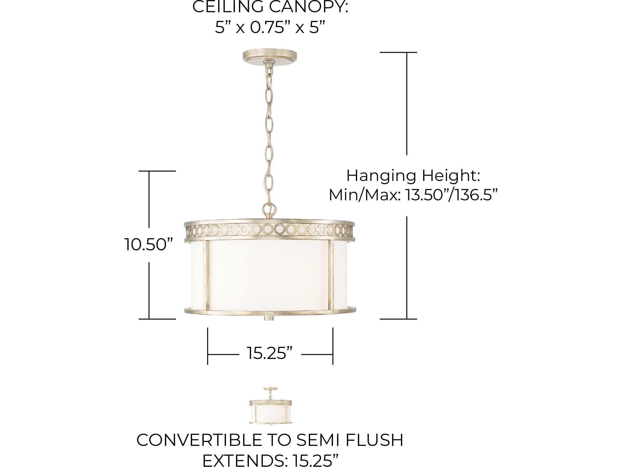 Capital Lighting Isabella 4-Light Winter Gold Glass Drum Semi Flush Mount