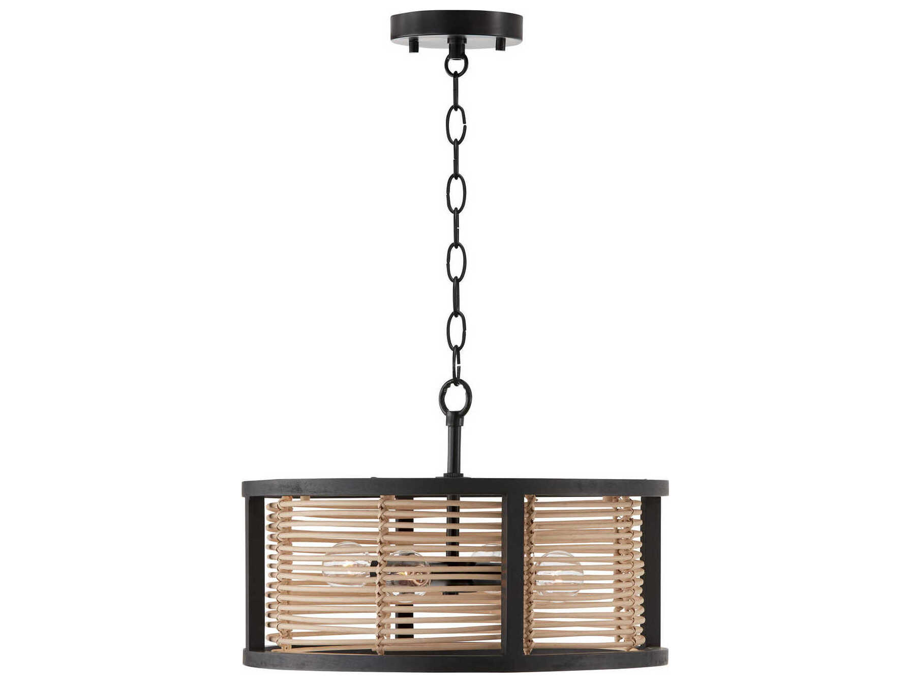 Capital Lighting Rico 4-Light Flat Black Round Pendant