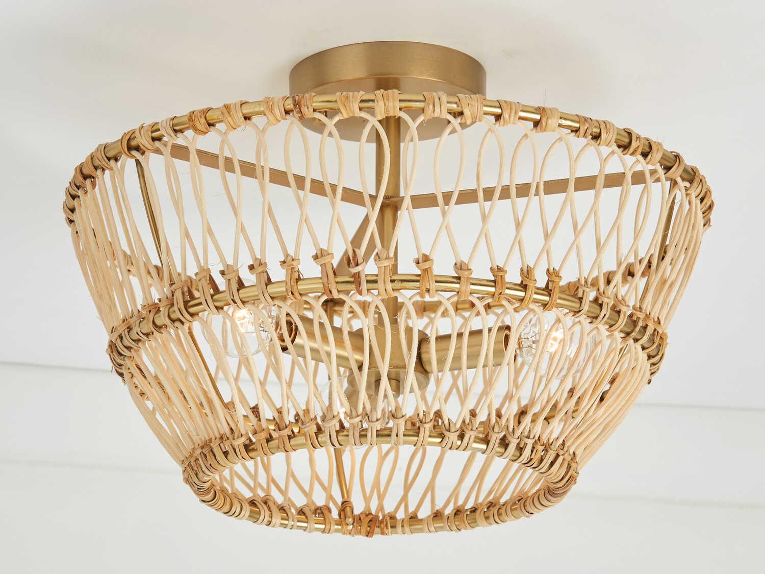 Capital Lighting Wren 3-Light Matte Brass Brown Semi Flush Mount