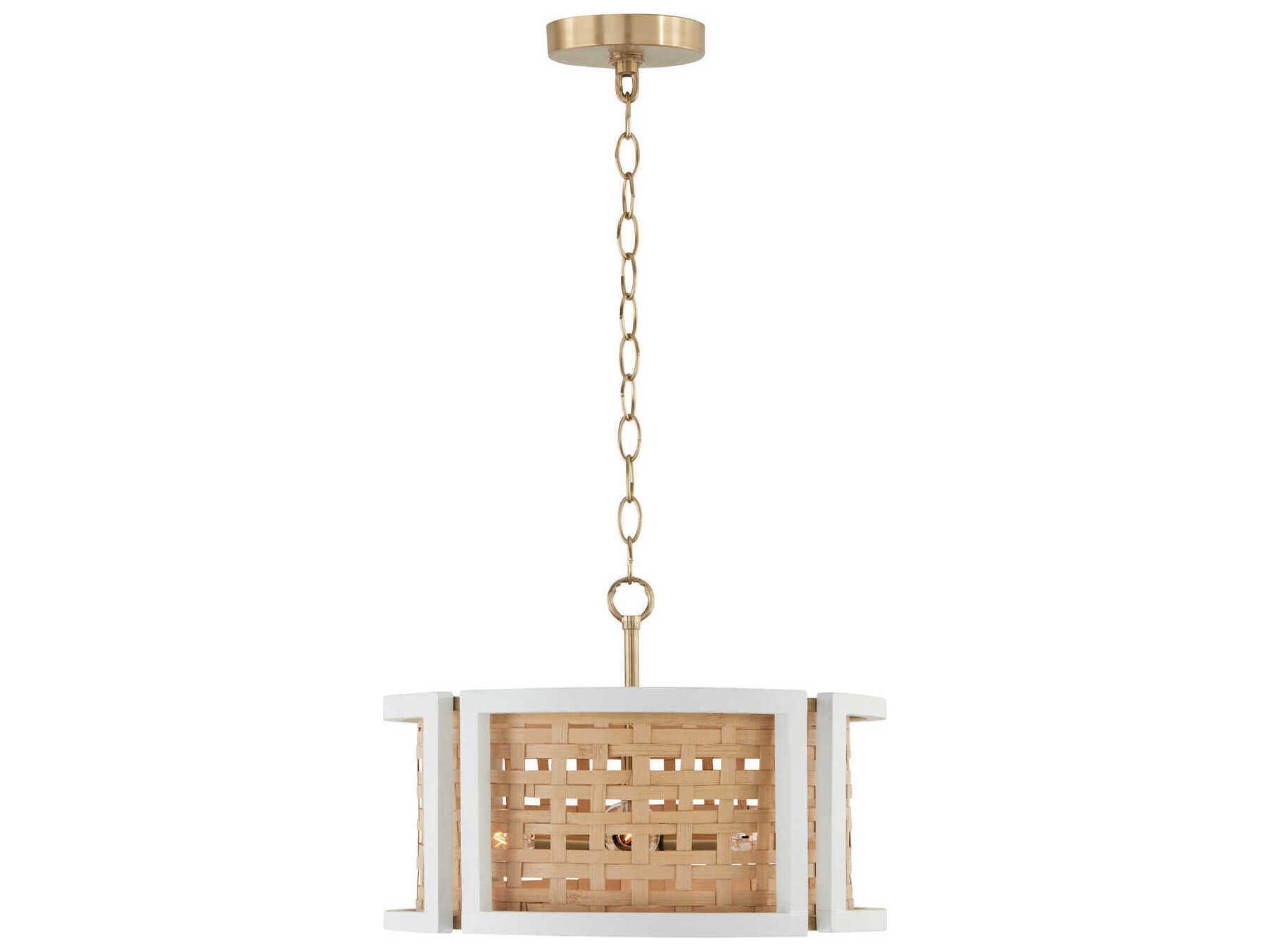 Capital Lighting Lola 4-Light Flat White And Matte Brass Drum Pendant