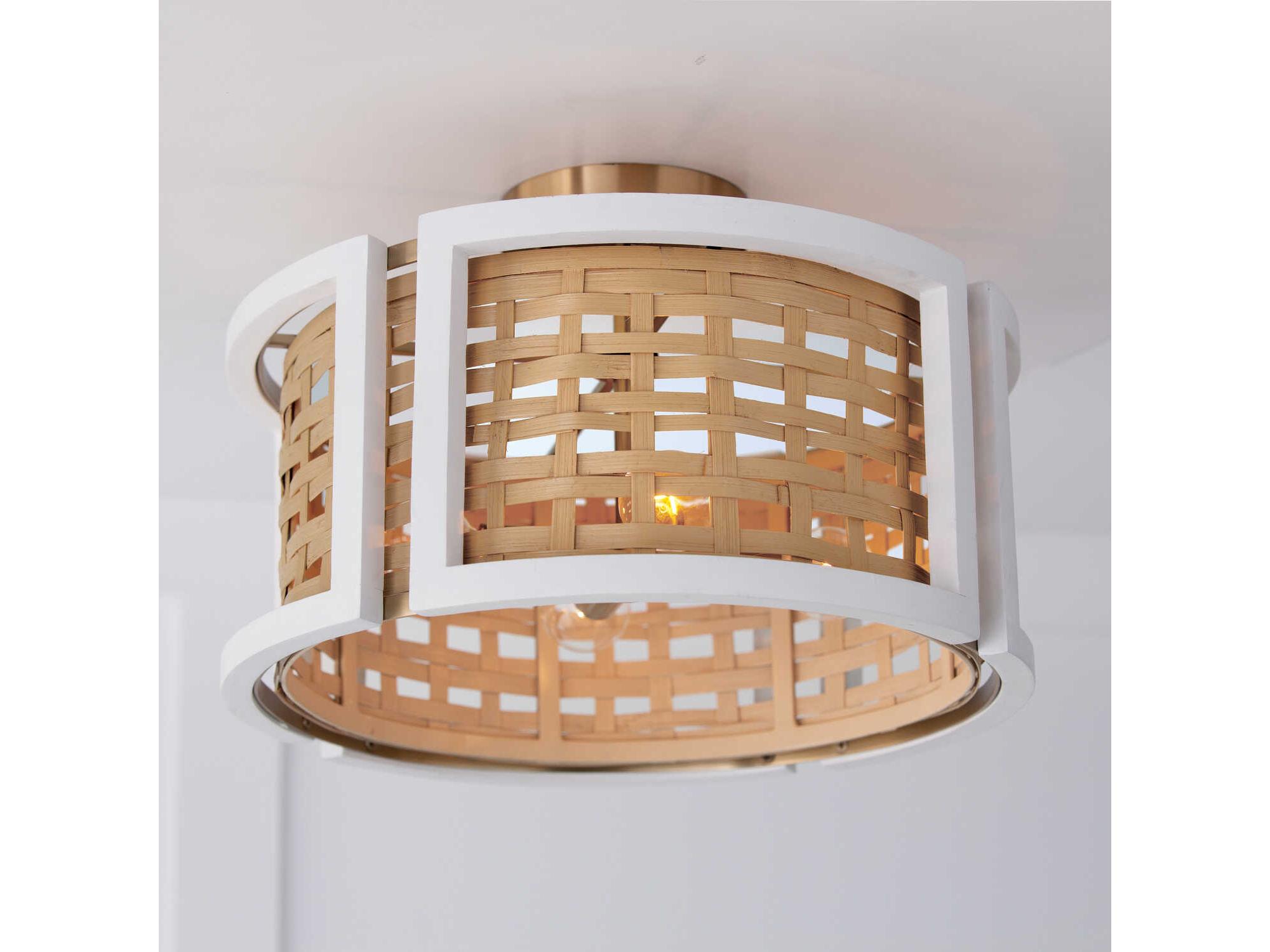 Capital Lighting Lola 4-Light Flat White And Matte Brass Drum Pendant