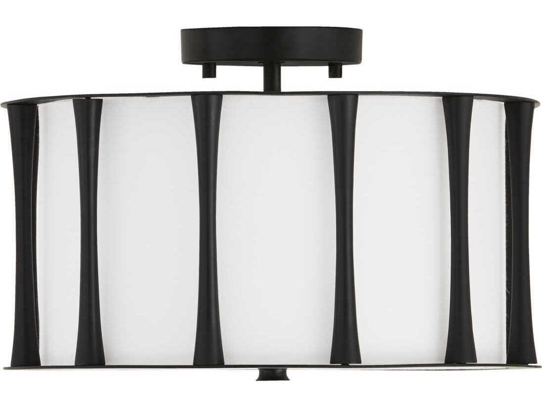Capital Lighting Bodie 3-Light Matte Black Drum Semi Flush Mount