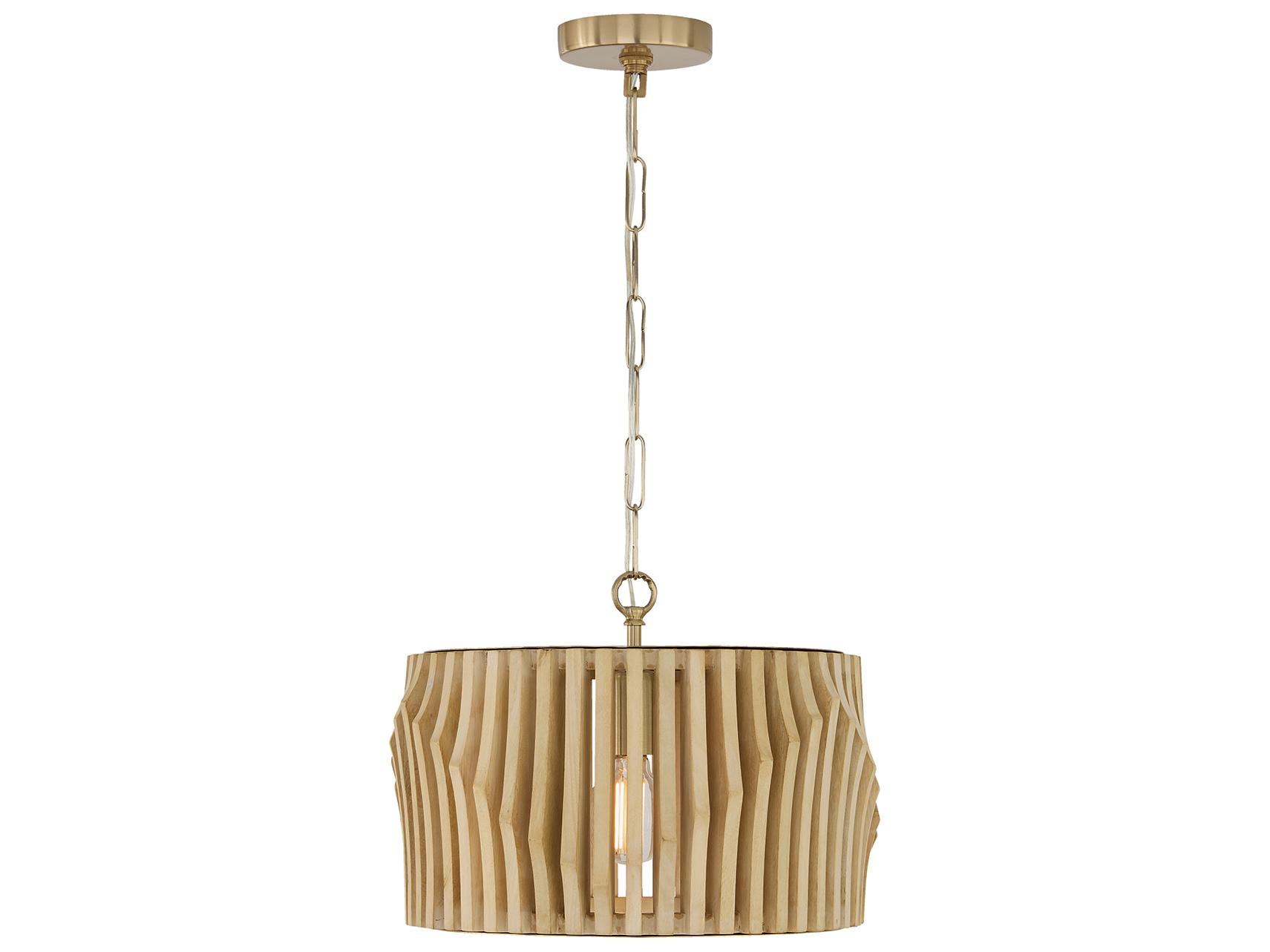 Capital Lighting Archer 1-light Blonde Wood And Matte Brass Drum Semi Flush Mount