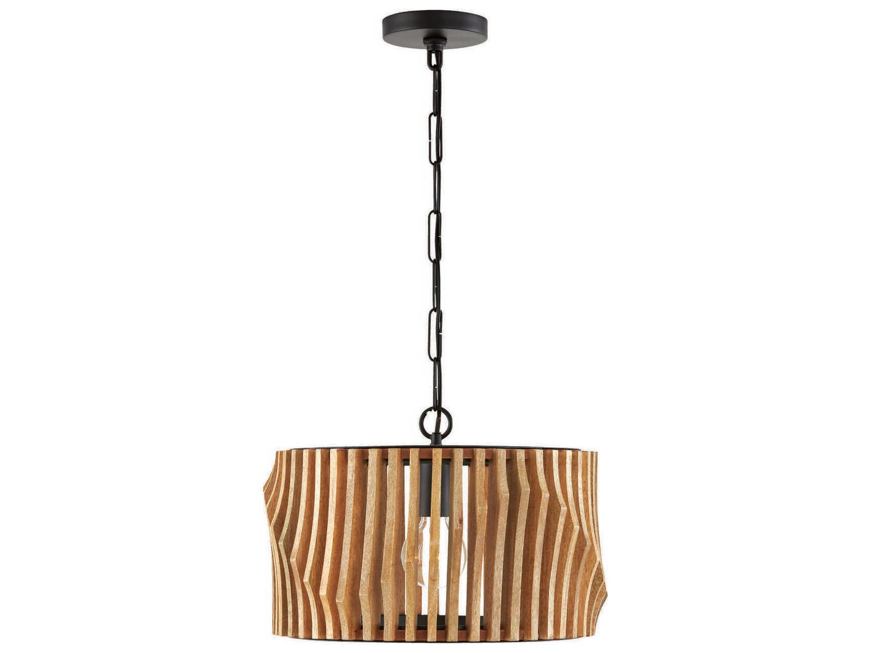 Capital Lighting Archer 1-Light Light Wood Matte Black Brown Drum Semi Flush Mount