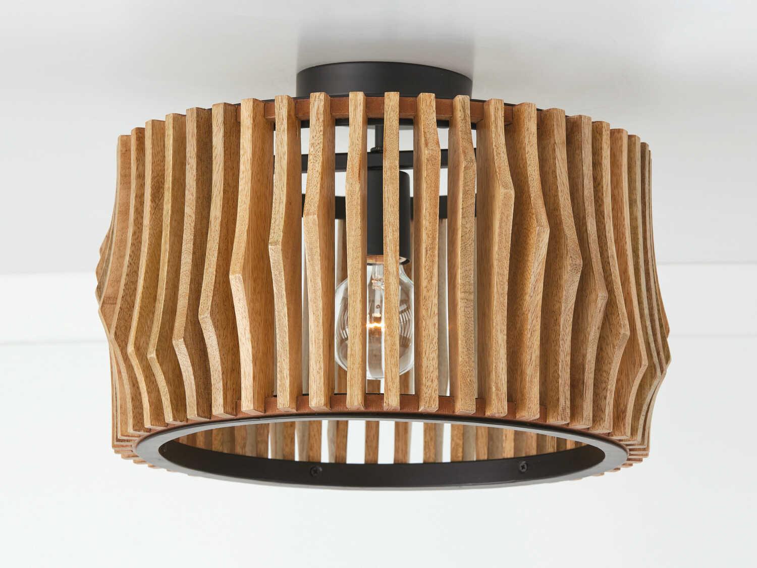 Capital Lighting Archer 1-Light Light Wood Matte Black Brown Drum Semi Flush Mount