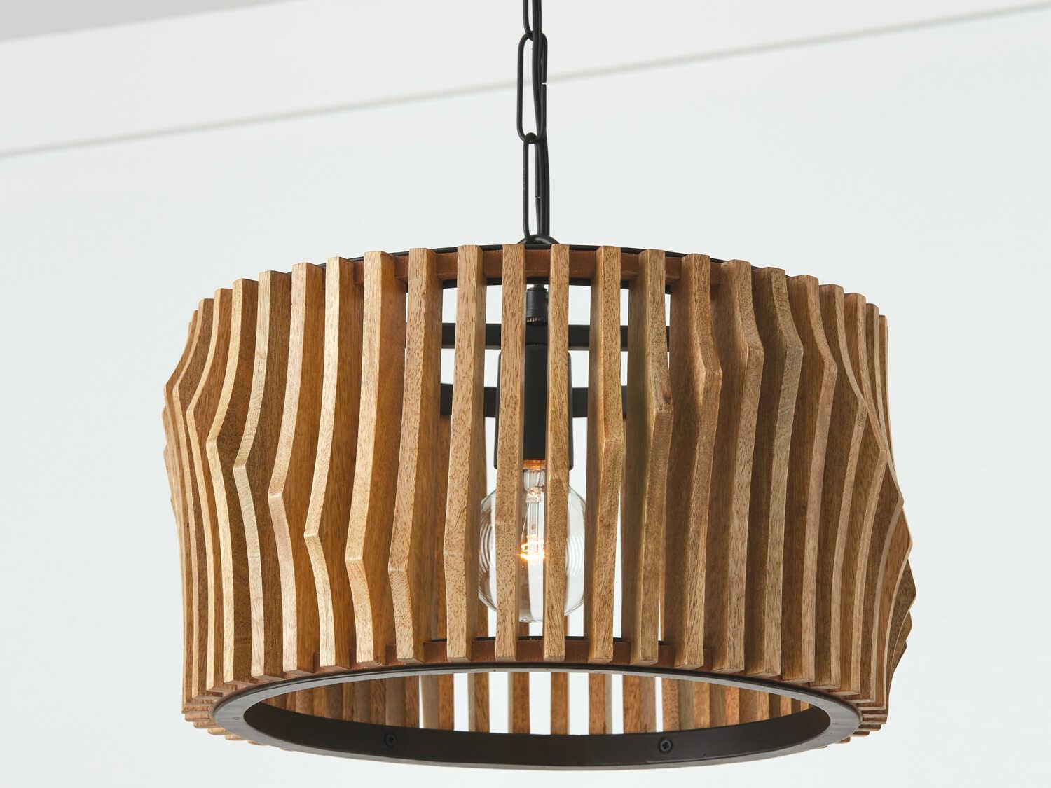 Capital Lighting Archer 1-Light Light Wood Matte Black Brown Drum Semi Flush Mount