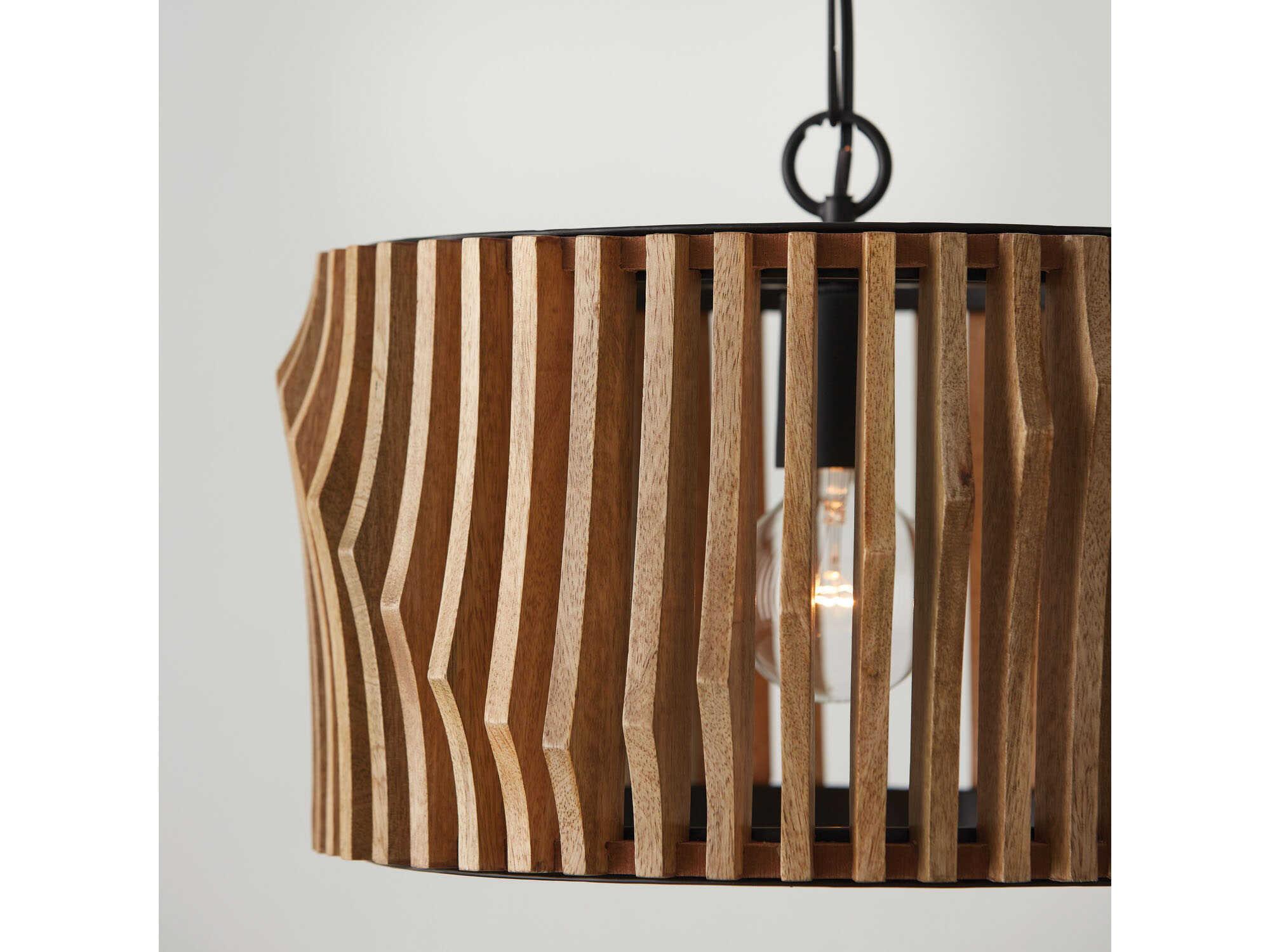 Capital Lighting Archer 1-Light Light Wood Matte Black Brown Drum Semi Flush Mount