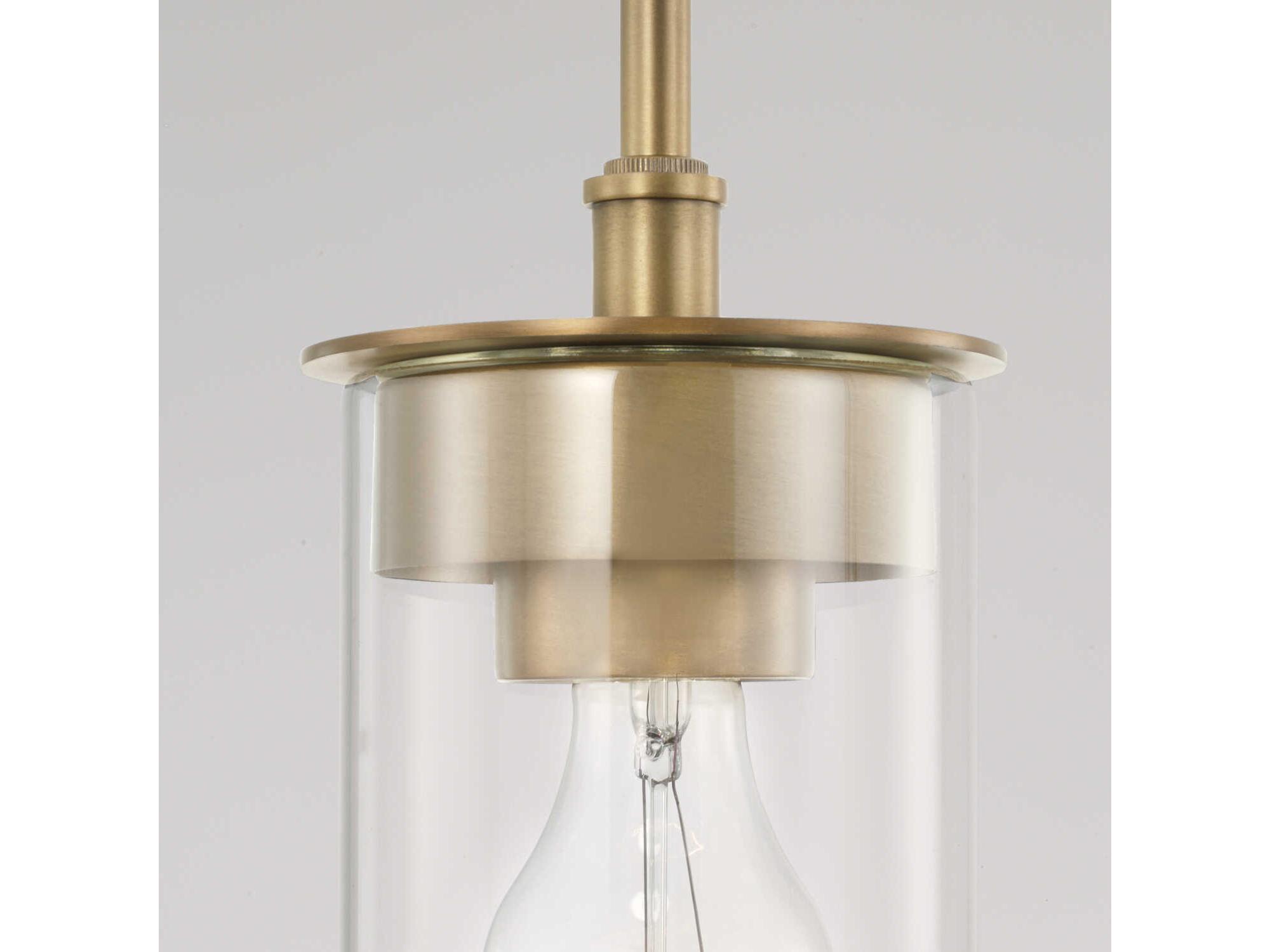 Capital Lighting Mason 1-Light Aged Brass Glass Cylinder Mini Pendant
