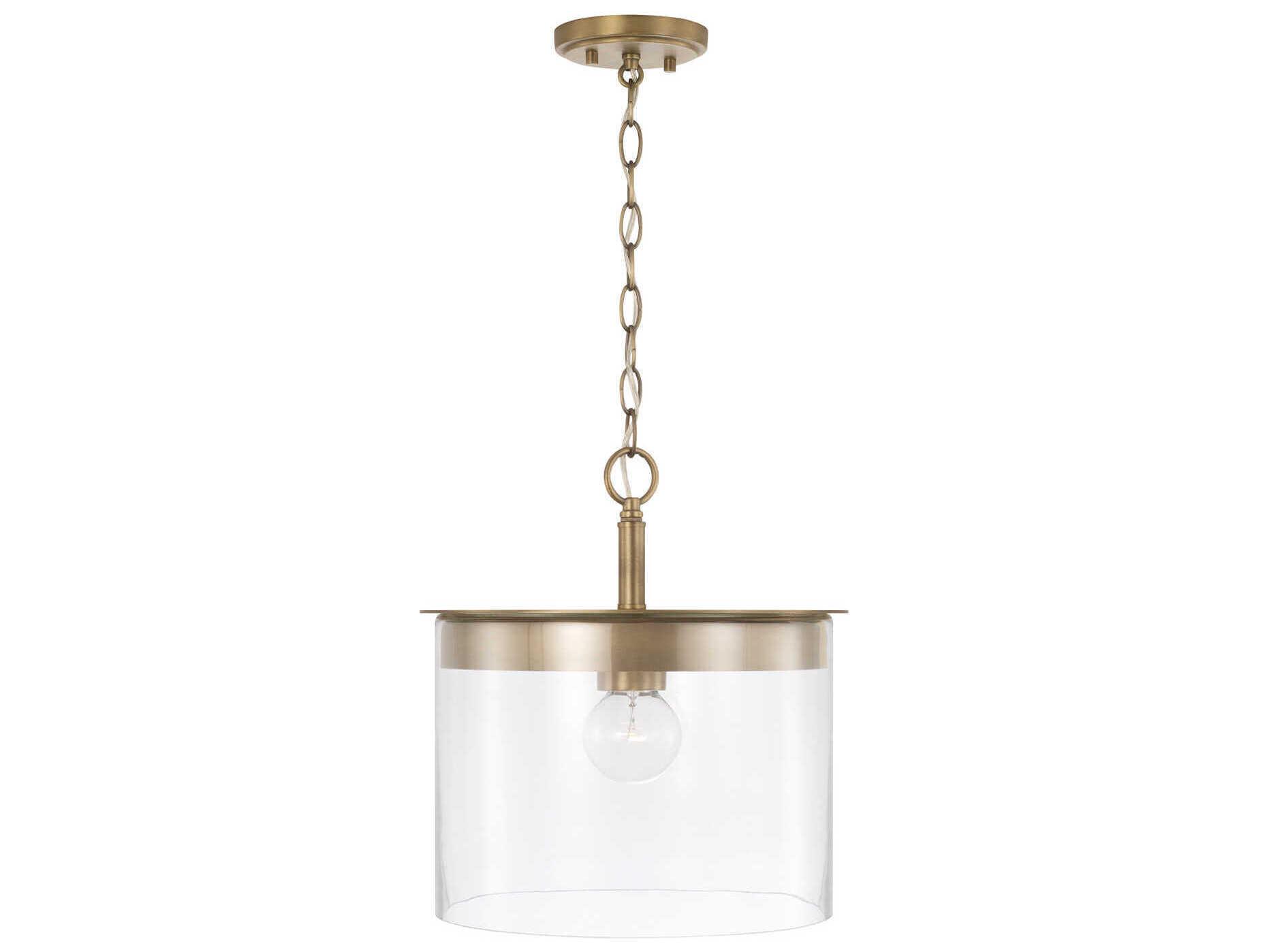 Capital Lighting Mason 1-Light Aged Brass Glass Pendant