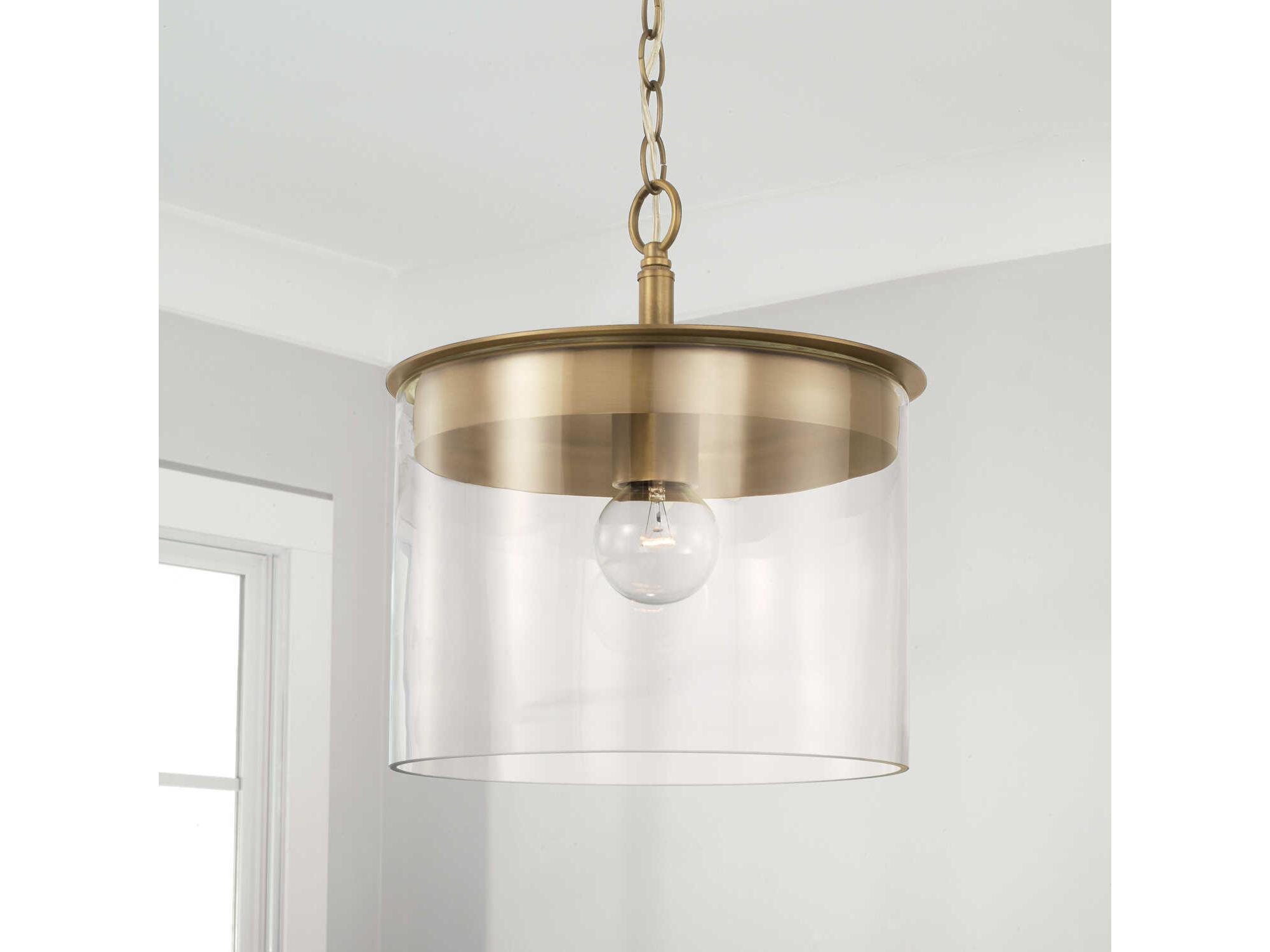 Capital Lighting Mason 1-Light Aged Brass Glass Pendant
