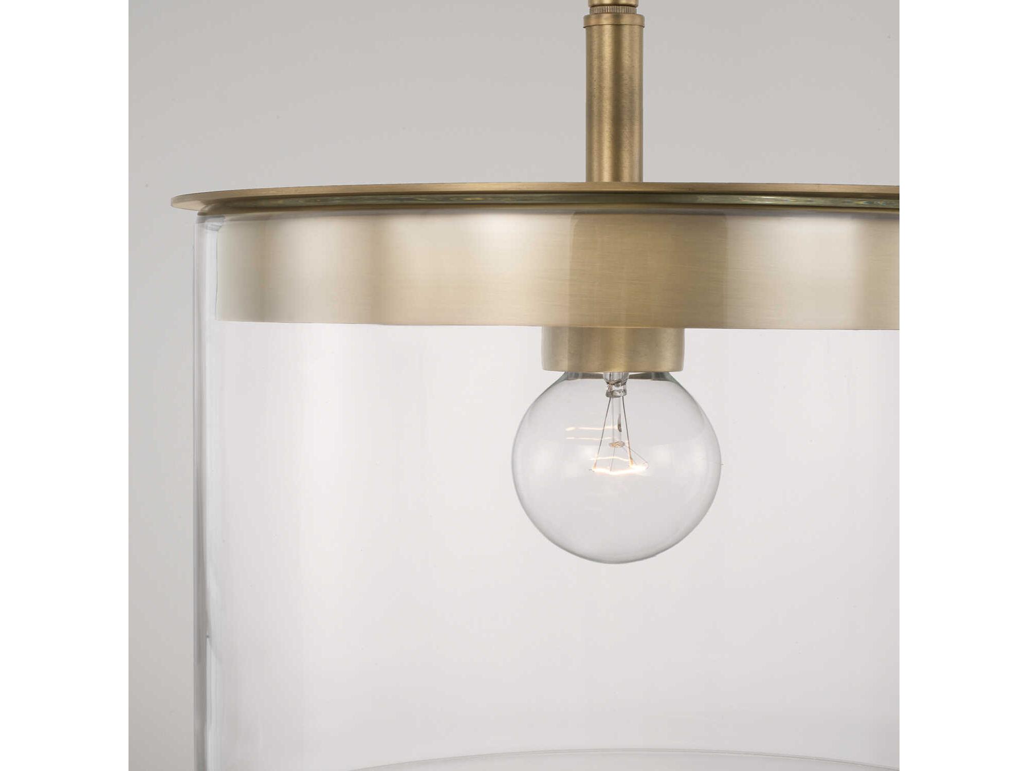 Capital Lighting Mason 1-Light Aged Brass Glass Pendant