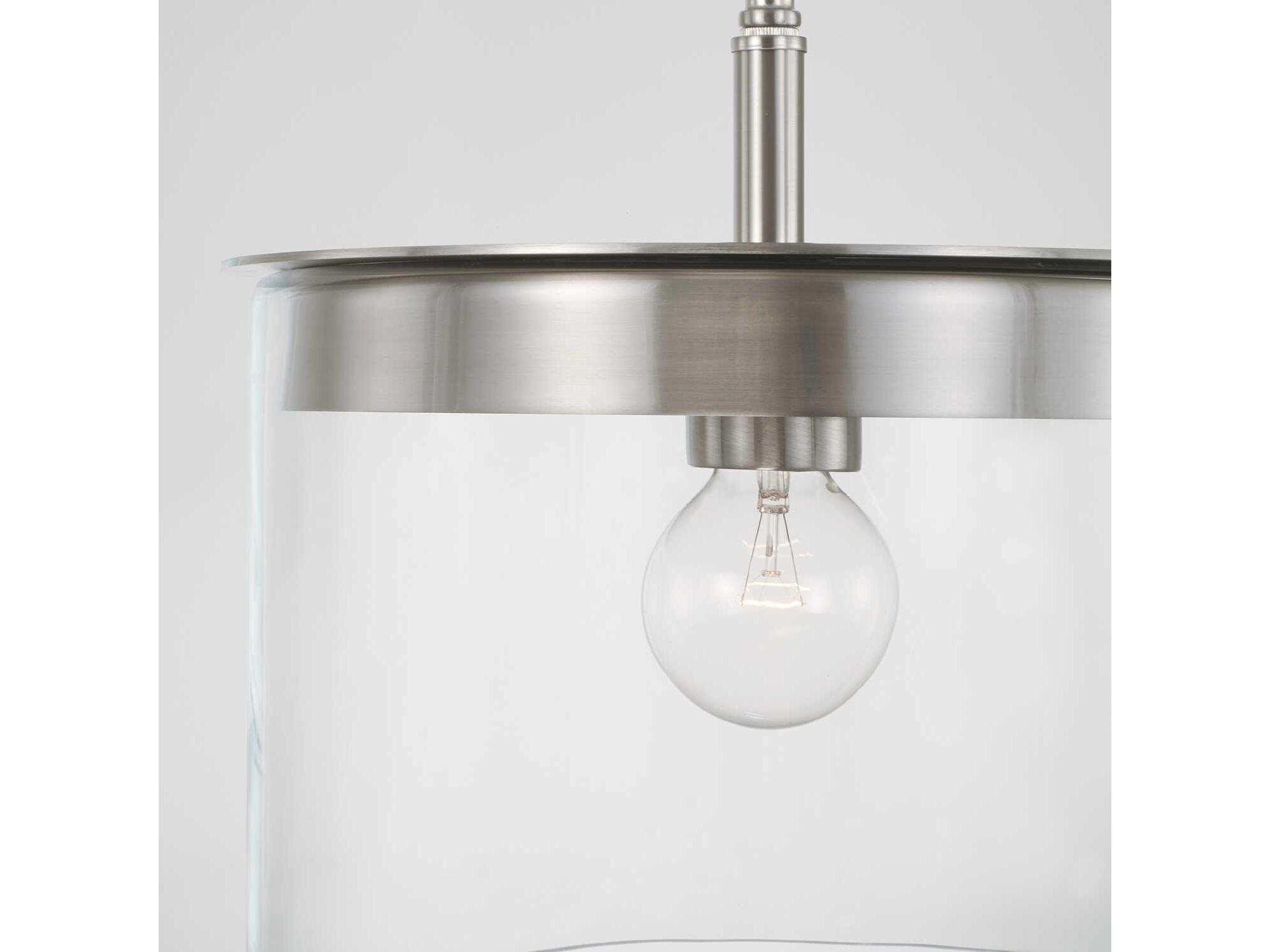 Capital Lighting Mason 1-Light Brushed Nickel Glass Drum Pendant