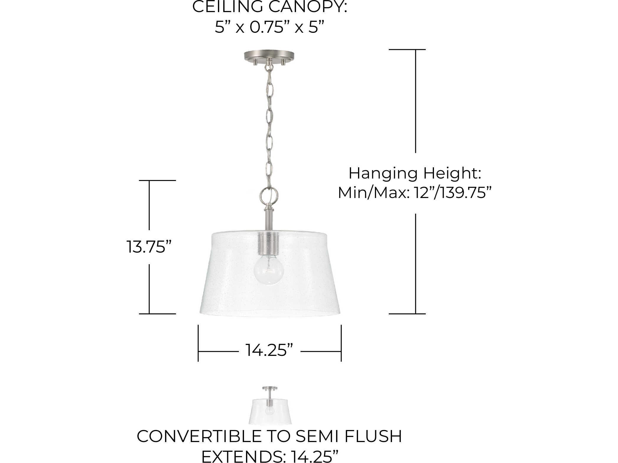 Capital Lighting Baker 1-Light Brushed Nickel Glass Empire Pendant