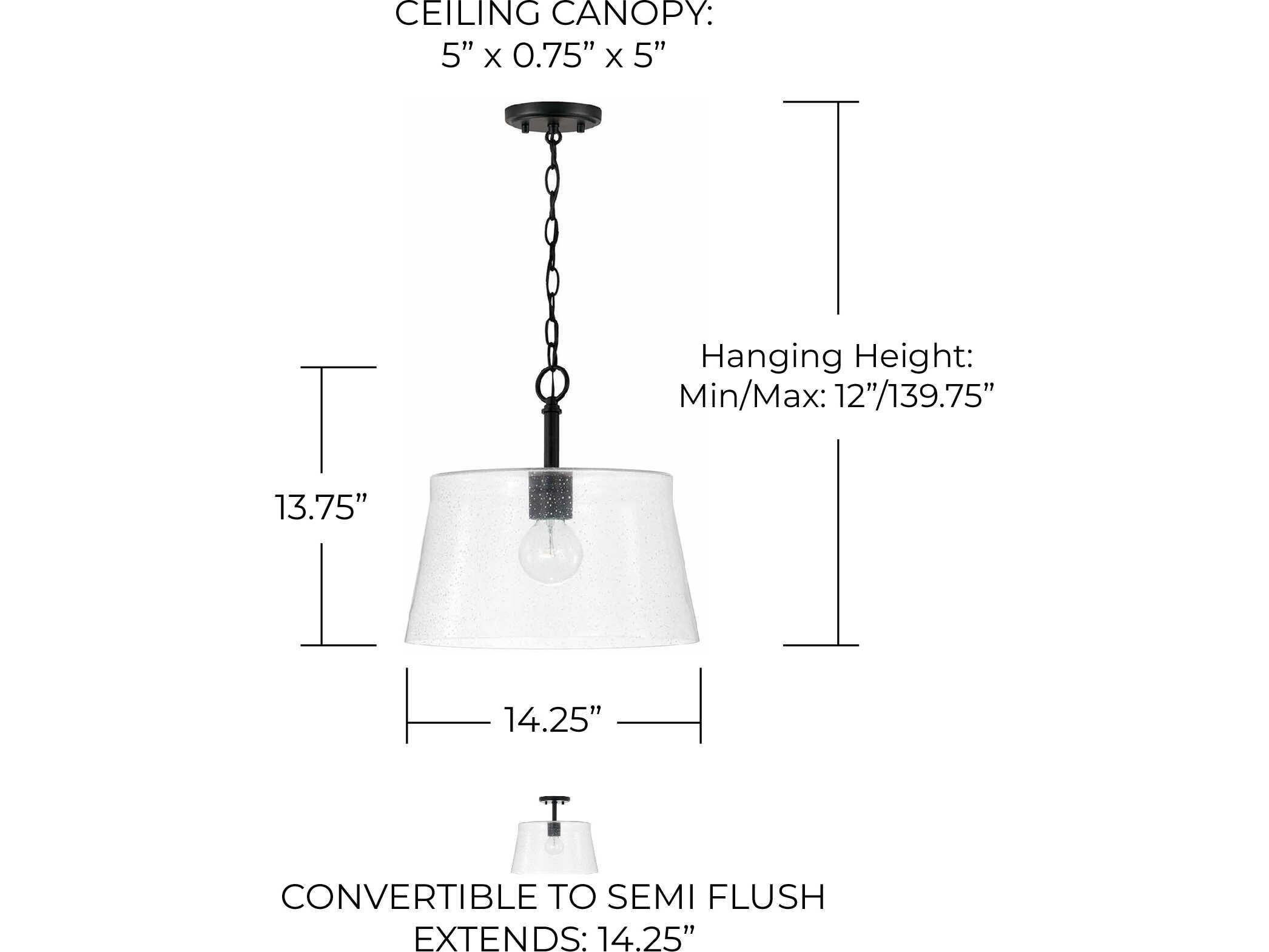 Capital Lighting Baker 1-Light Matte Black Glass Empire Pendant