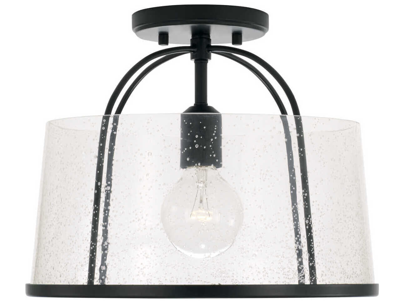 Capital Lighting Madison 1-Light Matte Black Glass Empire Pendant