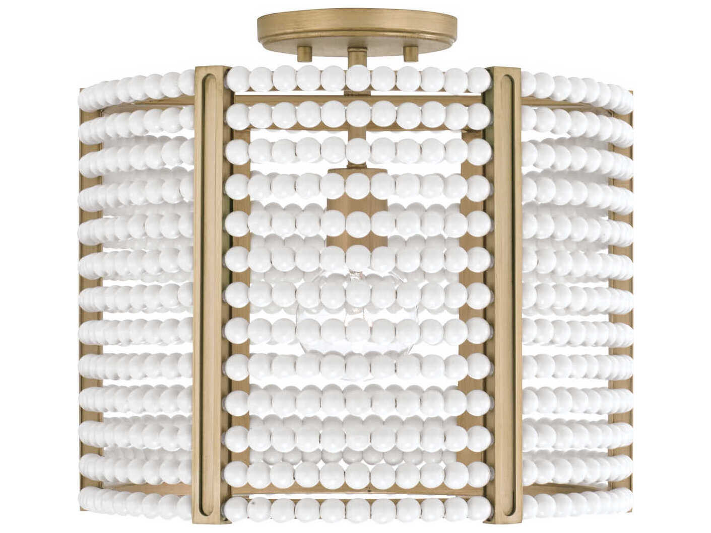 Capital Lighting Brynn 1-Light Aged Brass Painted White Drum Pendant