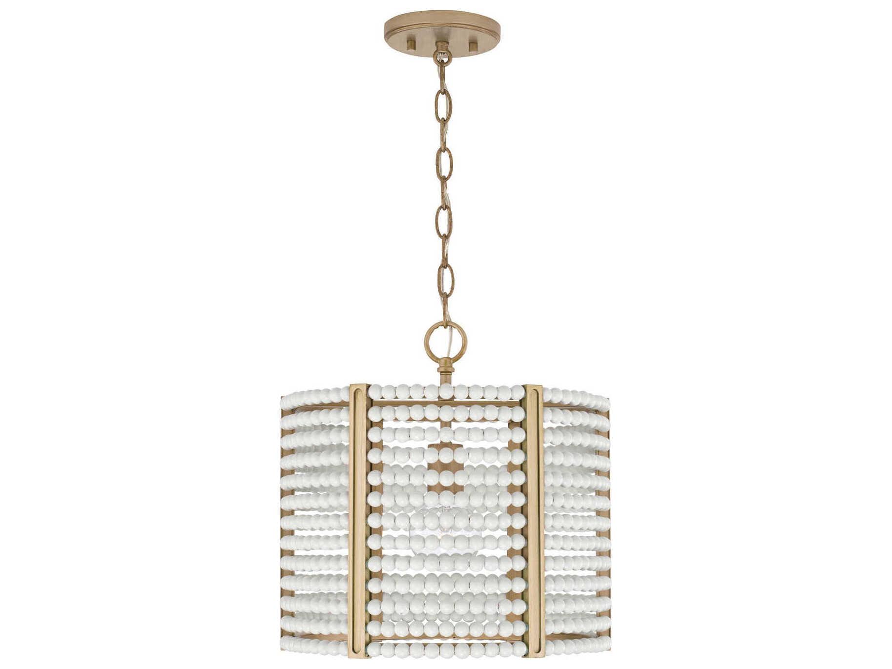 Capital Lighting Brynn 1-Light Aged Brass Painted White Drum Pendant