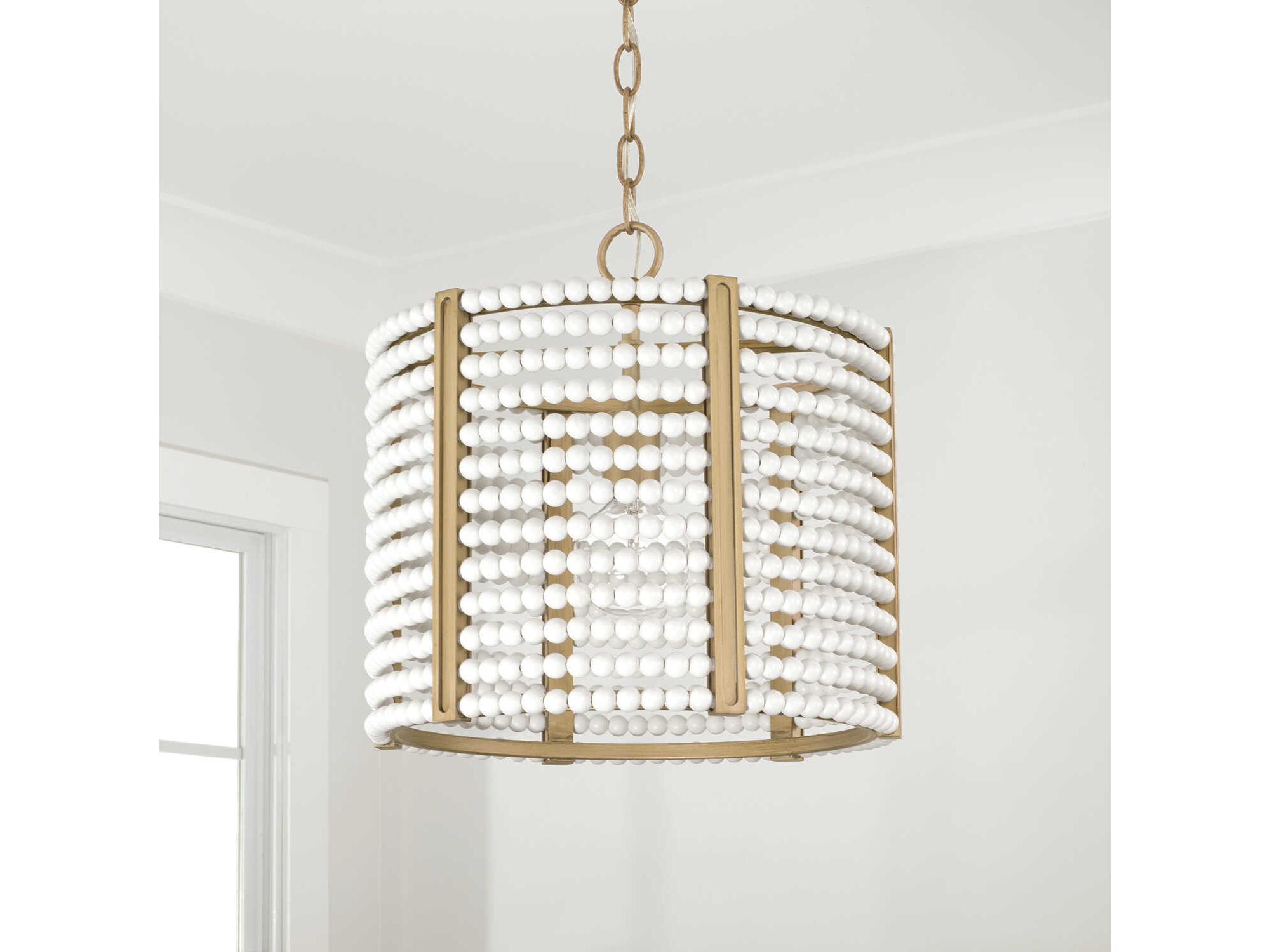 Capital Lighting Brynn 1-Light Aged Brass Painted White Drum Pendant