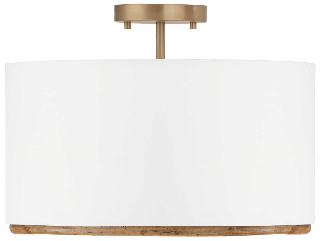 Capital Lighting Soleil 3-Light Matte Brass Brown Drum Semi Flush Mount