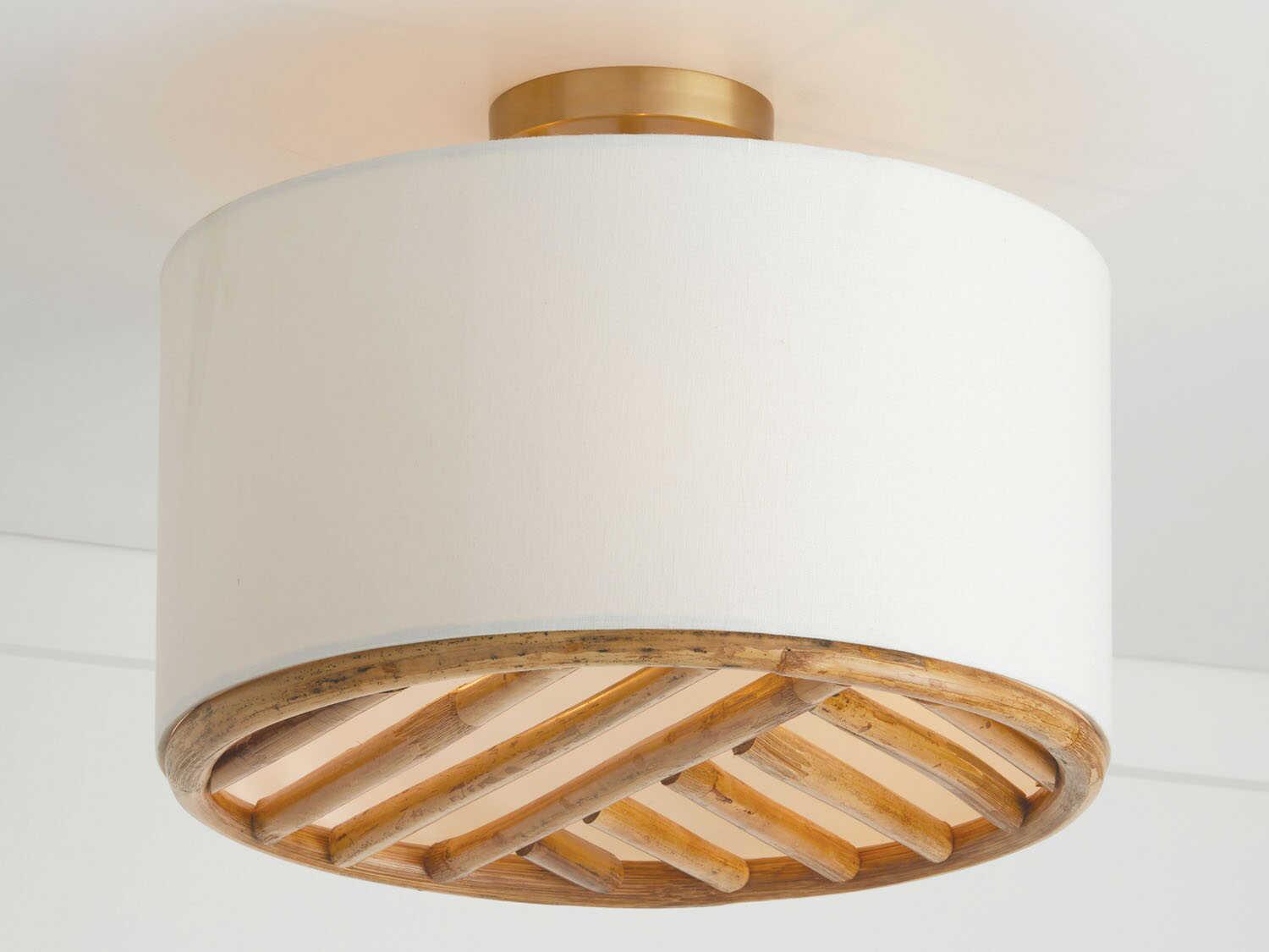 Capital Lighting Soleil 3-Light Matte Brass Brown Drum Semi Flush Mount