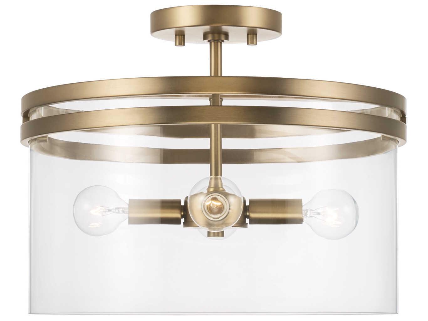 Capital Lighting Fuller 4-Light Aged Brass Glass Drum Semi Flush Mount