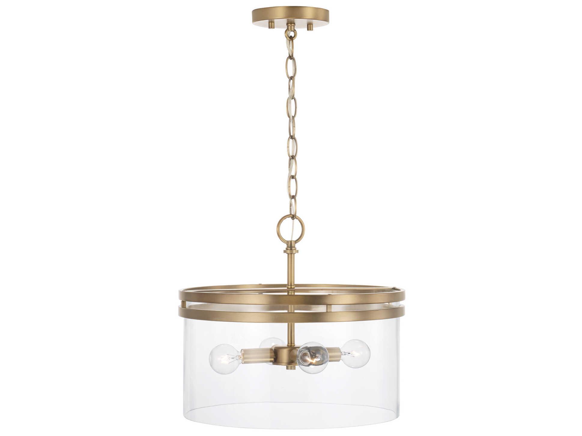 Capital Lighting Fuller 4-Light Aged Brass Glass Drum Semi Flush Mount
