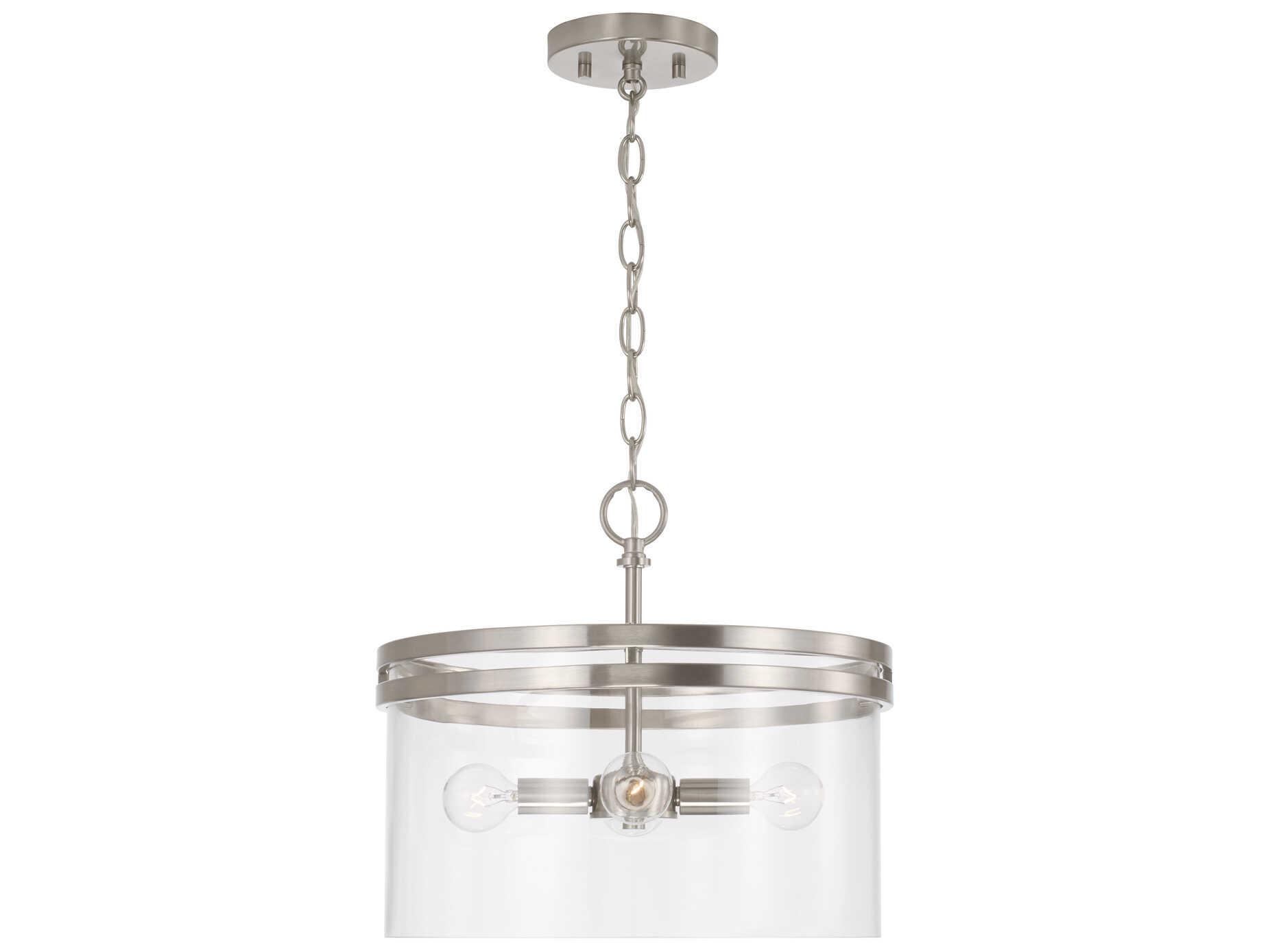 Capital Lighting Fuller 4-Light Brushed Nickel Glass Drum Semi Flush Mount