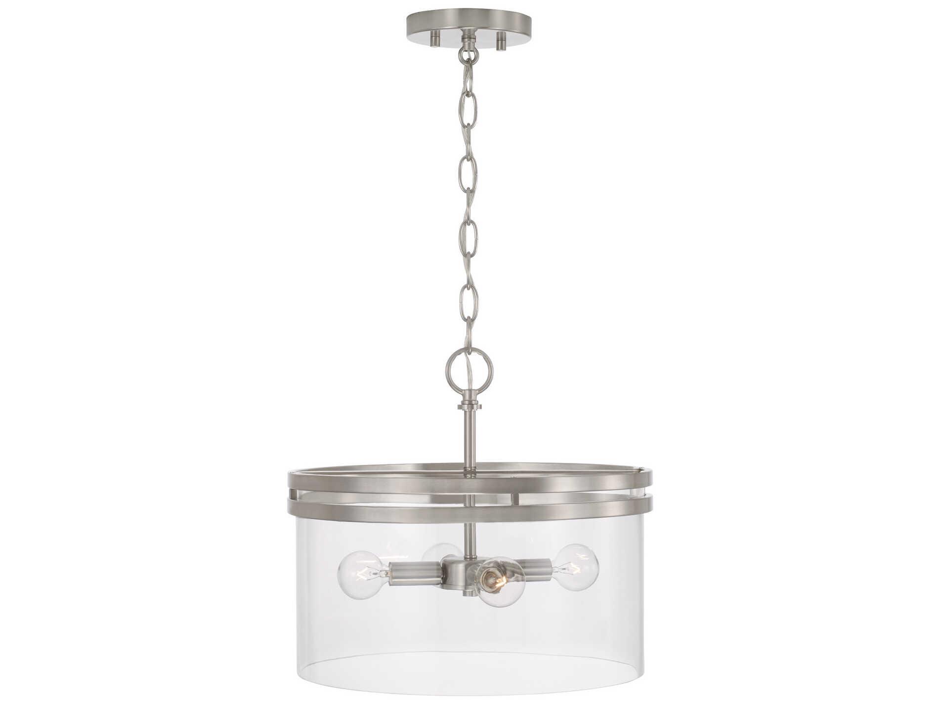 Capital Lighting Fuller 4-Light Brushed Nickel Glass Drum Semi Flush Mount