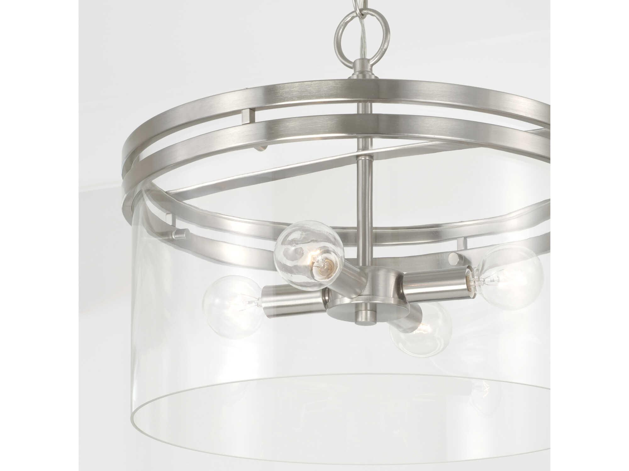 Capital Lighting Fuller 4-Light Brushed Nickel Glass Drum Semi Flush Mount