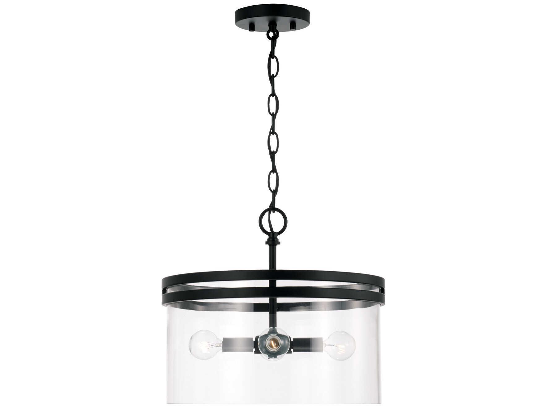 Capital Lighting Fuller 4-Light Matte Black Glass Drum Semi Flush Mount