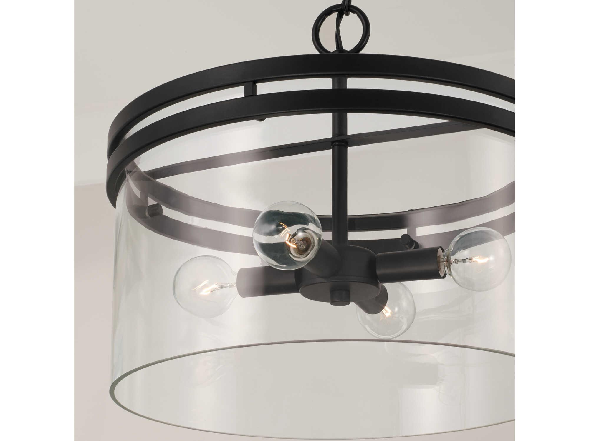 Capital Lighting Fuller 4-Light Matte Black Glass Drum Semi Flush Mount