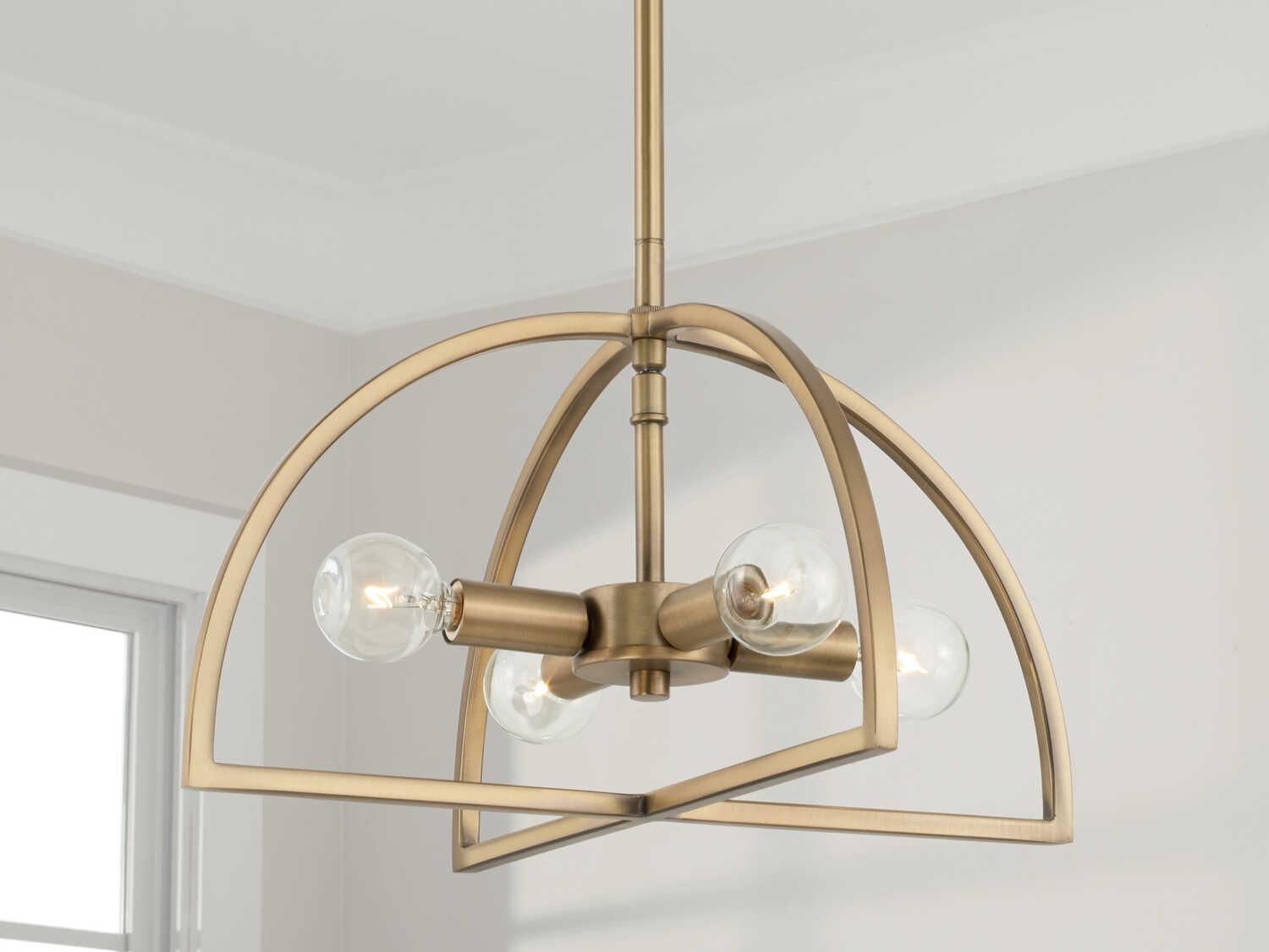 Capital Lighting Lawson 4-Light Aged Brass Geometric Semi Flush Mount